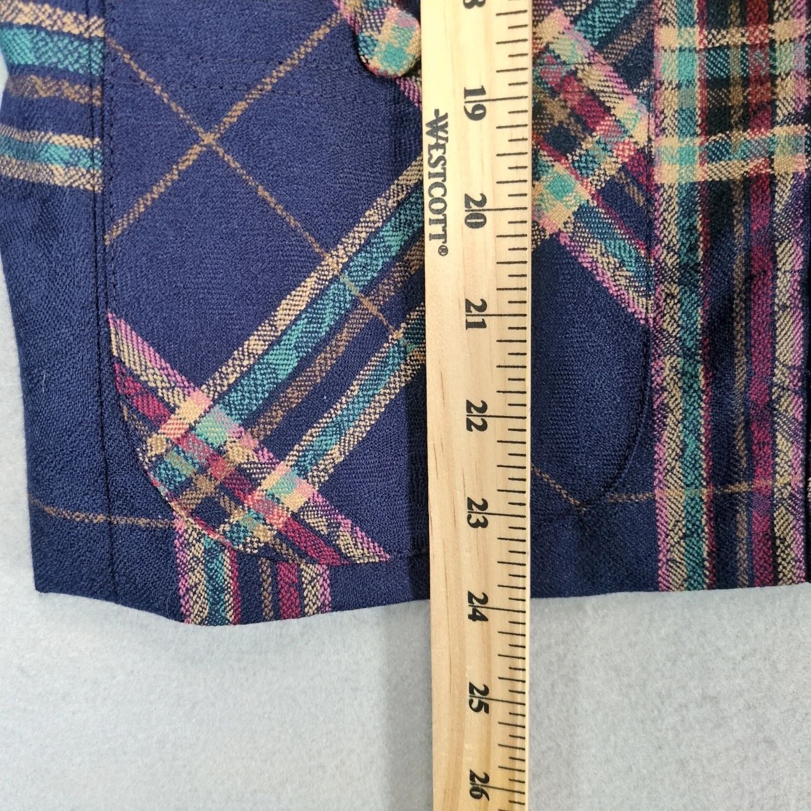 Vintage Doncaster Custom Navy Plaid Button-Front Jacket Women's M Size M / US 6-8 / IT 42-44 - 7 Thumbnail