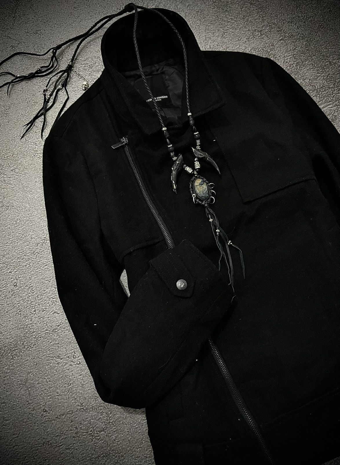 Codes Combine 2000s CODES COMBINE ASYMMETRIC BLACK WOOL BIKER JACKET Size US M / EU 48-50 / 2 - 4 Thumbnail