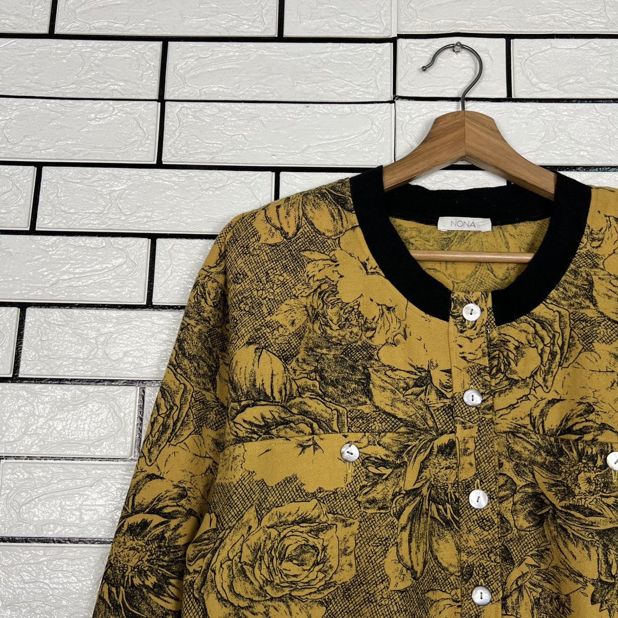 Japanese Brand Vintage Art Florals Print Wool Silk Button Jacket #4115-C187 Size M / US 6-8 / IT 42-44 - 3 Thumbnail