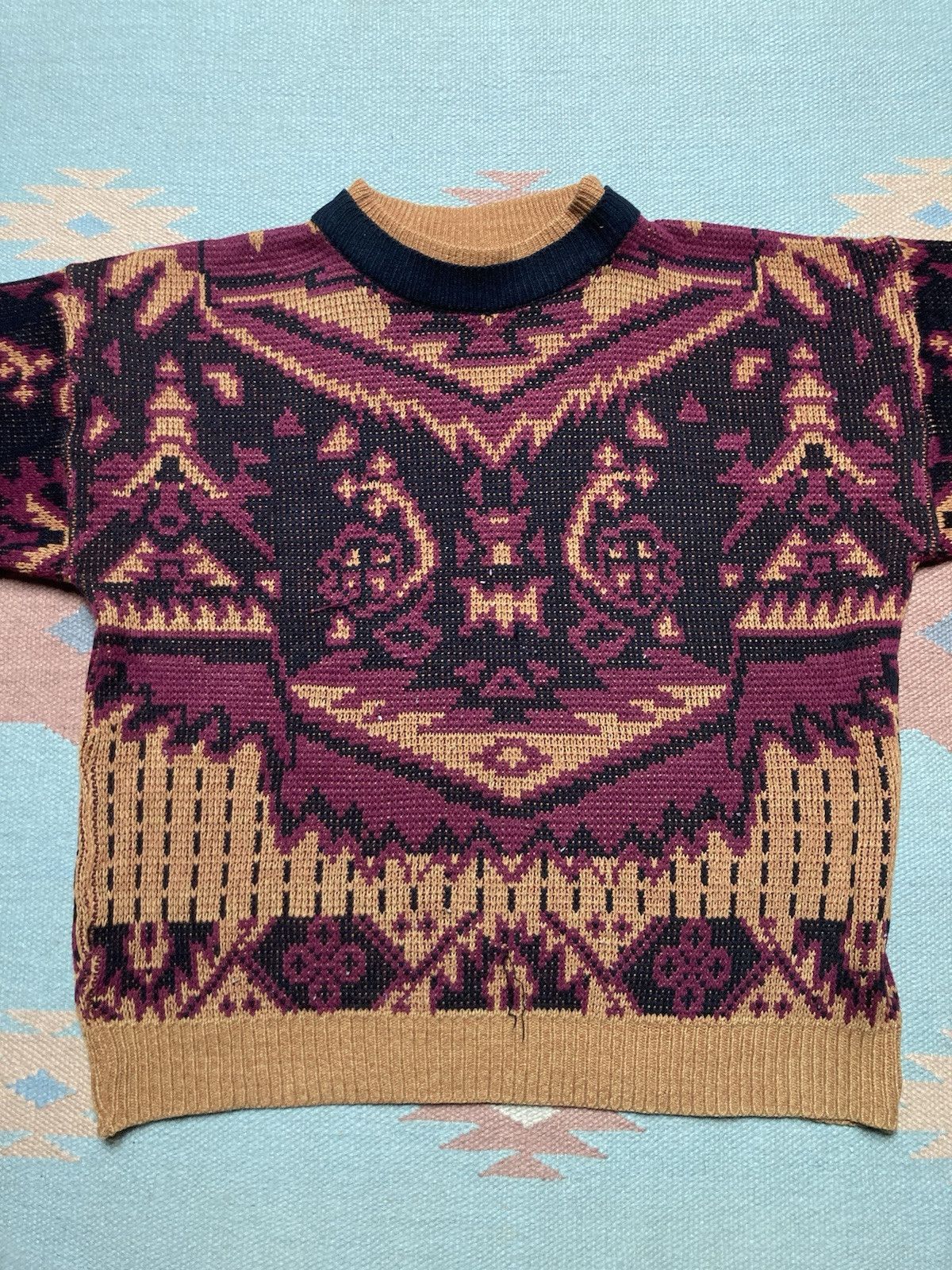 Vintage Vintage acrylic knit sweater abstract geometric adult small Size US S / EU 44-46 / 1 - 2 Thumbnail