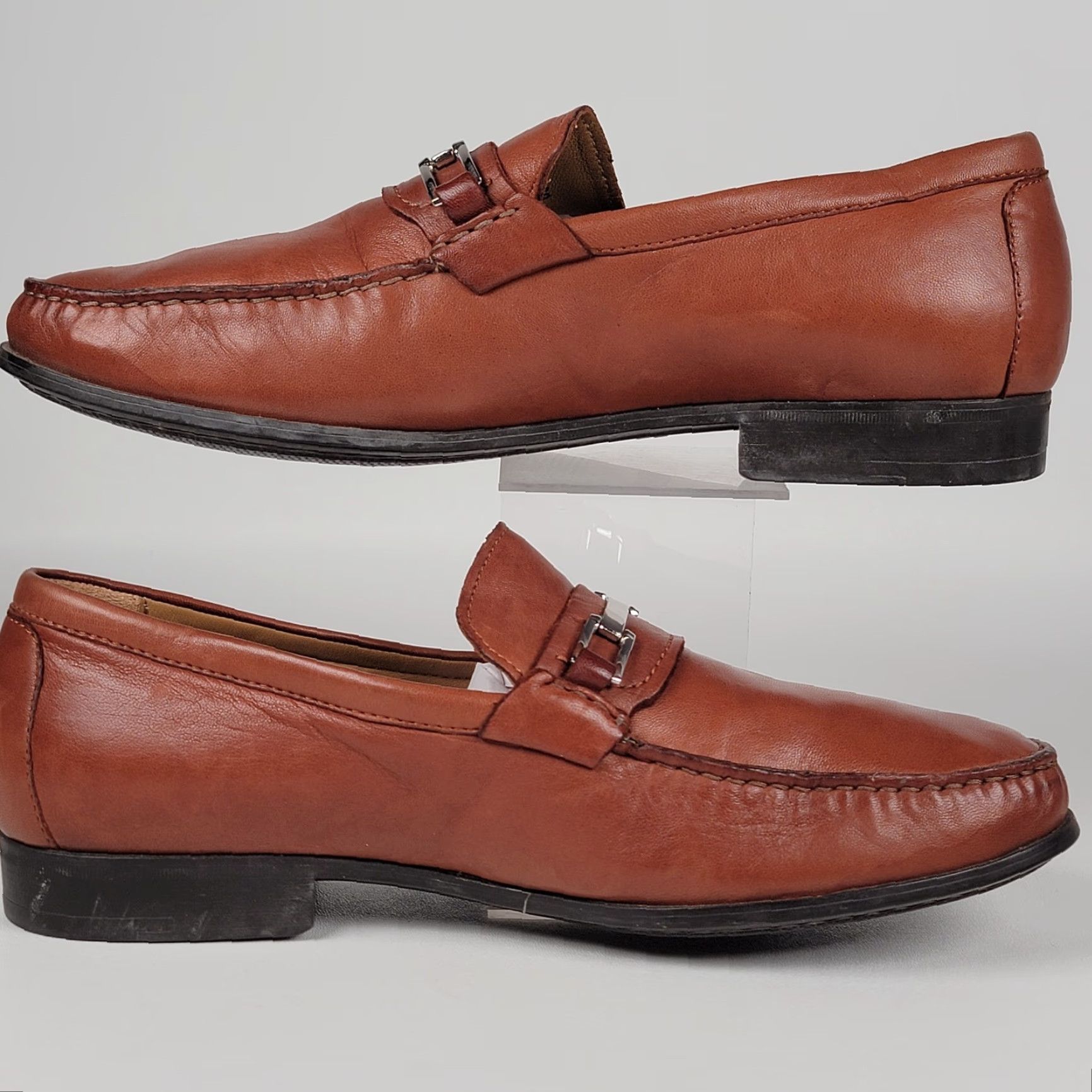 Johnston & Murphy Johnston & Murphy Brown Men's Leather Slip On Driving Loafers Penny Style 9.5 M Dress Shoes Size US 9 / EU 42 - 4 Thumbnail
