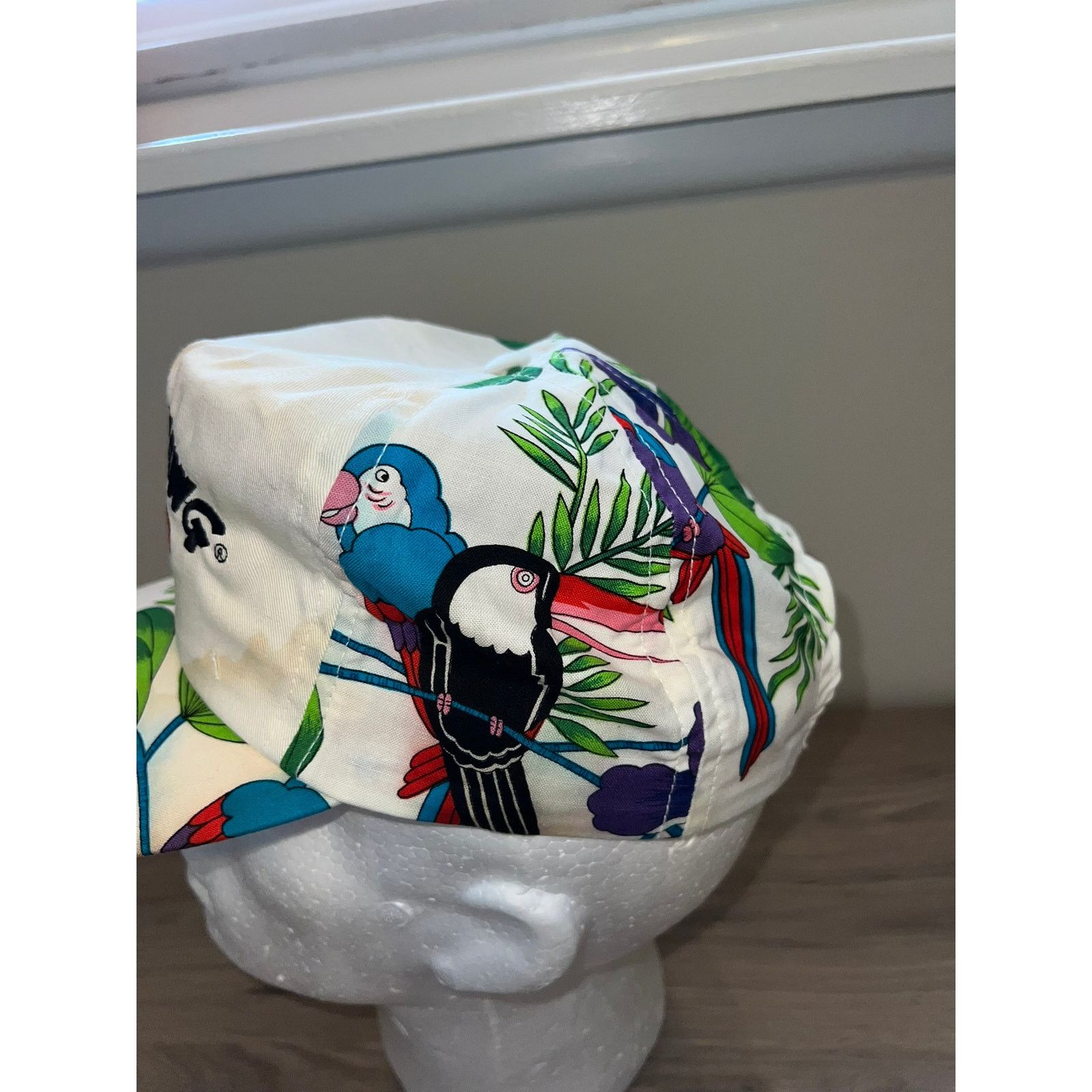 Vintage Vintage Durt Hawg Floral Bird White Hat Stained Stain VTG OS Size ONE SIZE - 5 Thumbnail