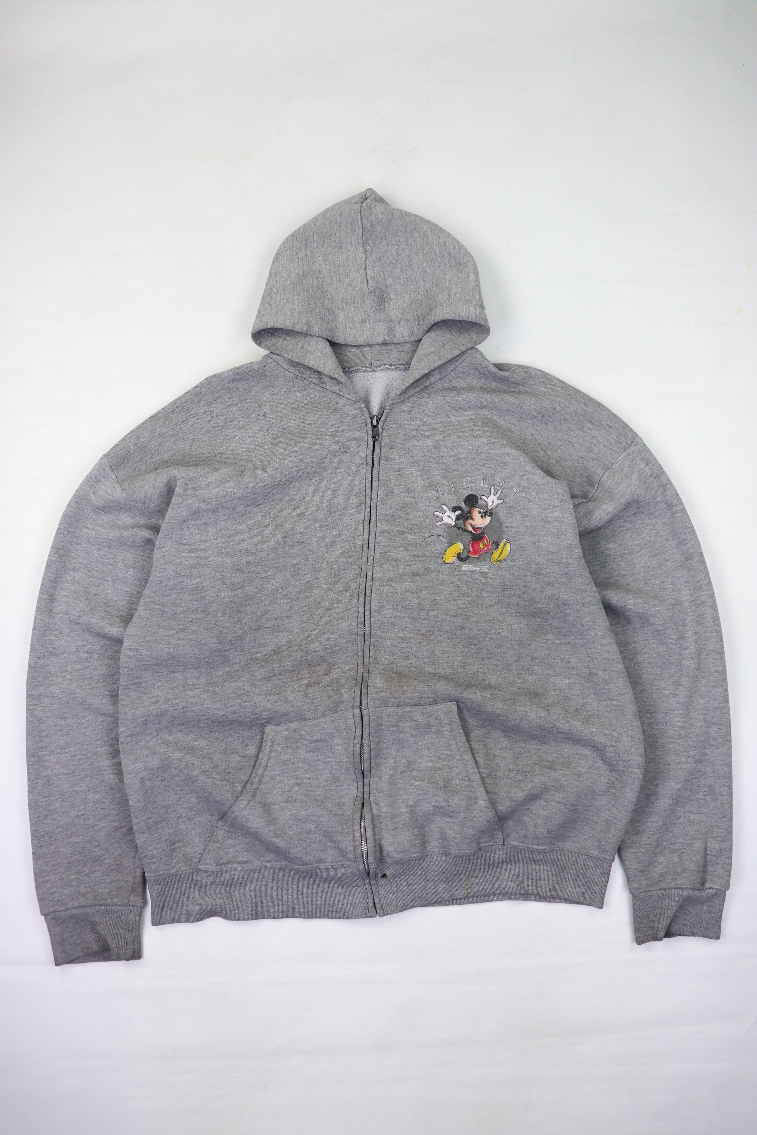 Disney 80-90s Vintage Disney Mickey Mouse Heather Gray Zip Hoodie Size US XL / EU 56 / 4 - 1 Thumbnail