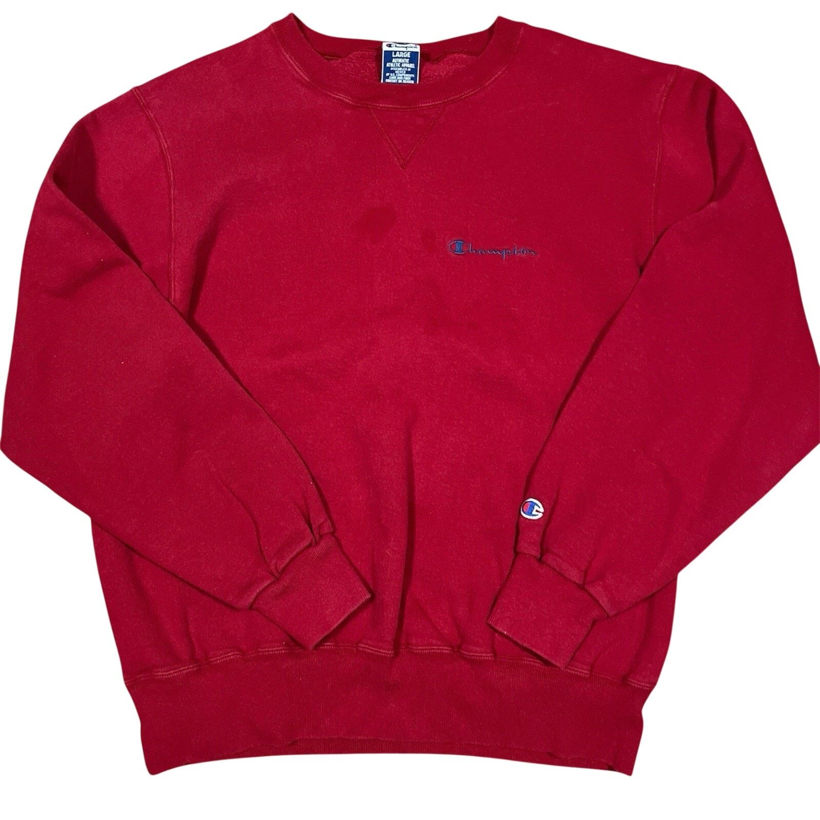 Champion VTG Champion Reverse Weave Crewneck Red Blank 90s Y2K Flaw Size US L / EU 52-54 / 3 - 1 Thumbnail