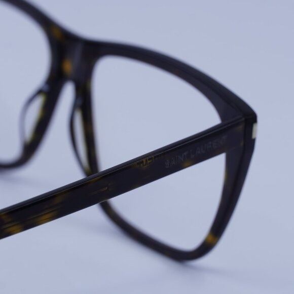 Saint Laurent Paris Saint Laurent SL434SLIM 002 Eyeglasses Dark Havana 57mm Size ONE SIZE - 5 Thumbnail