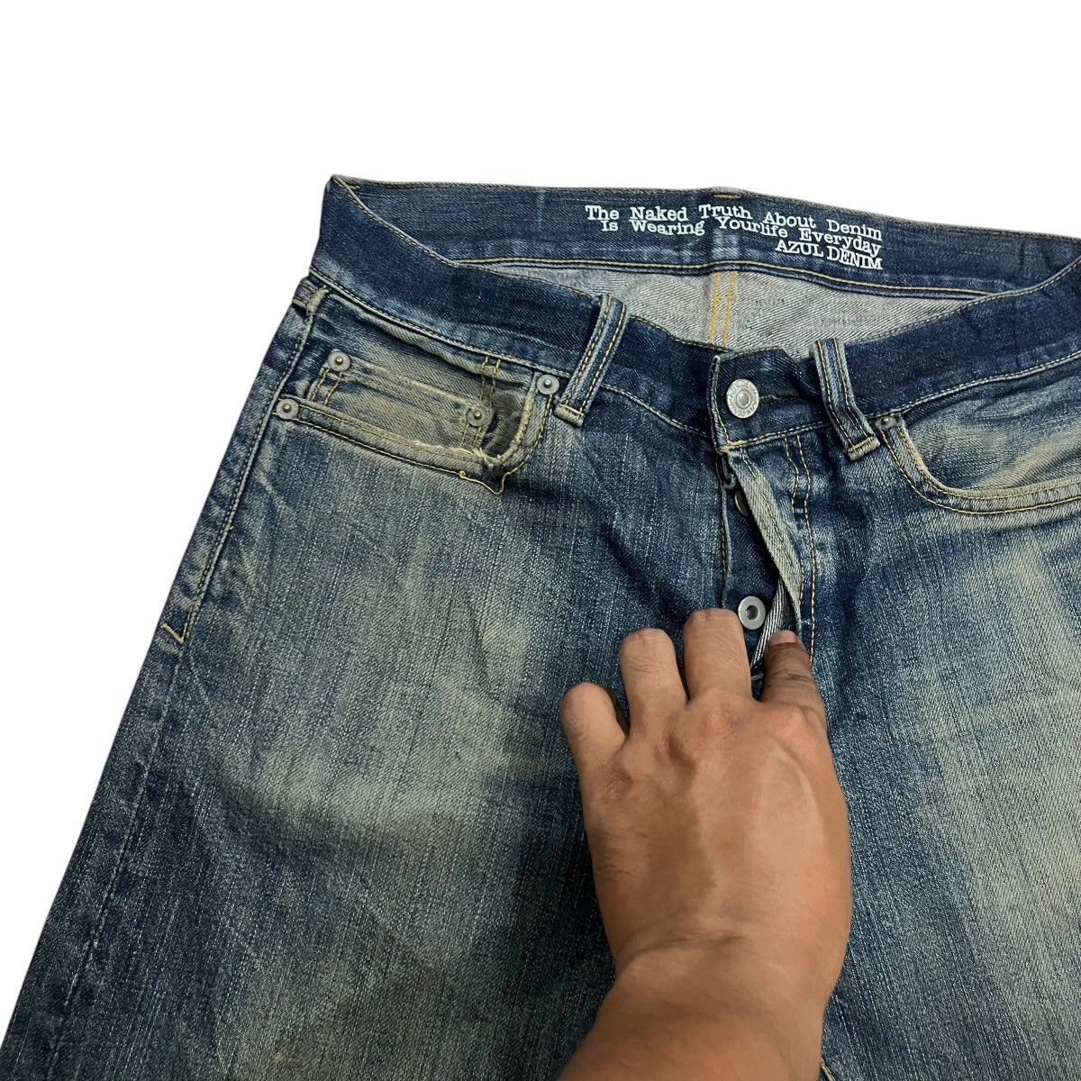 Japanese Brand Vintage Azul Denim Faded Jeans Size US 31 - 4 Thumbnail