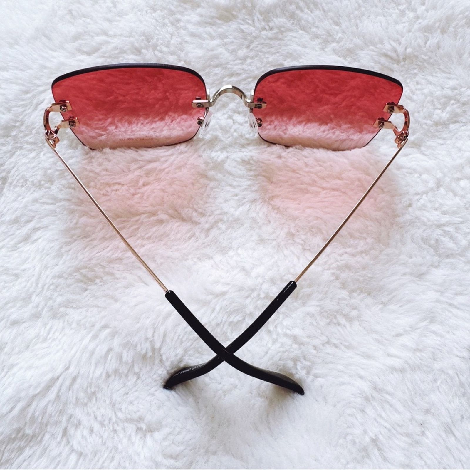 Other Laurel Clear Orange Rimless Sleek Sunglasses Size ONE SIZE - 9 Thumbnail