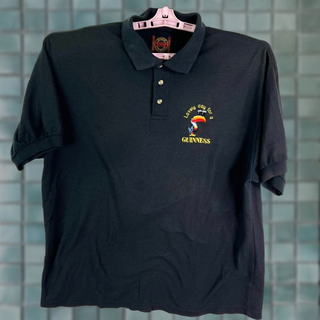 Vintage Guinness Polo Shirt Mens XL Black Embroidered Collared Short Sleeve Knit Cotton Blend Size US XL / EU 56 / 4 - 1 Thumbnail