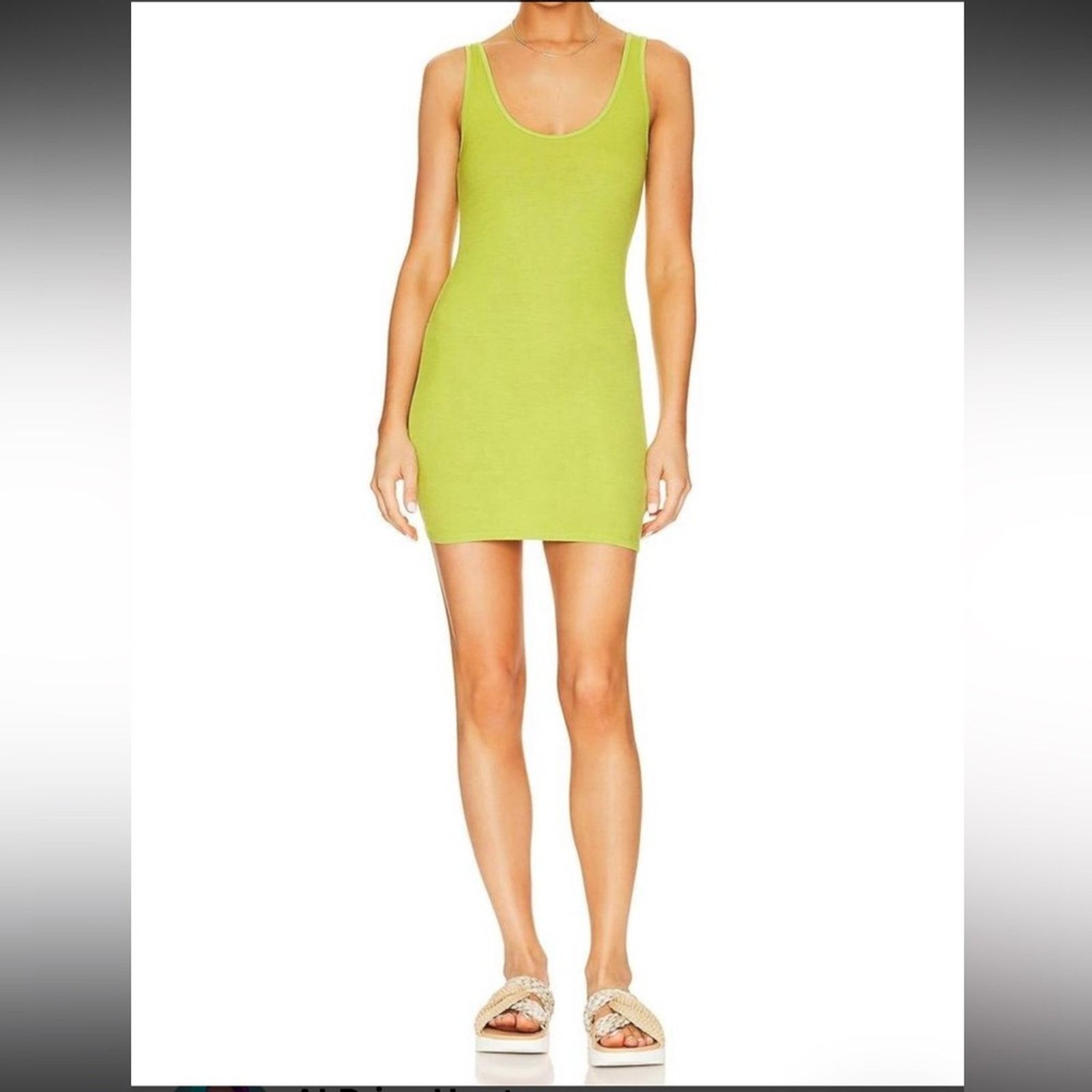 Enza Costa NEW Enza Costa $200 Lime Green Silk Rib Tank Mini Dress XS Size XS / US 0-2 / IT 36-38 - 1 Thumbnail