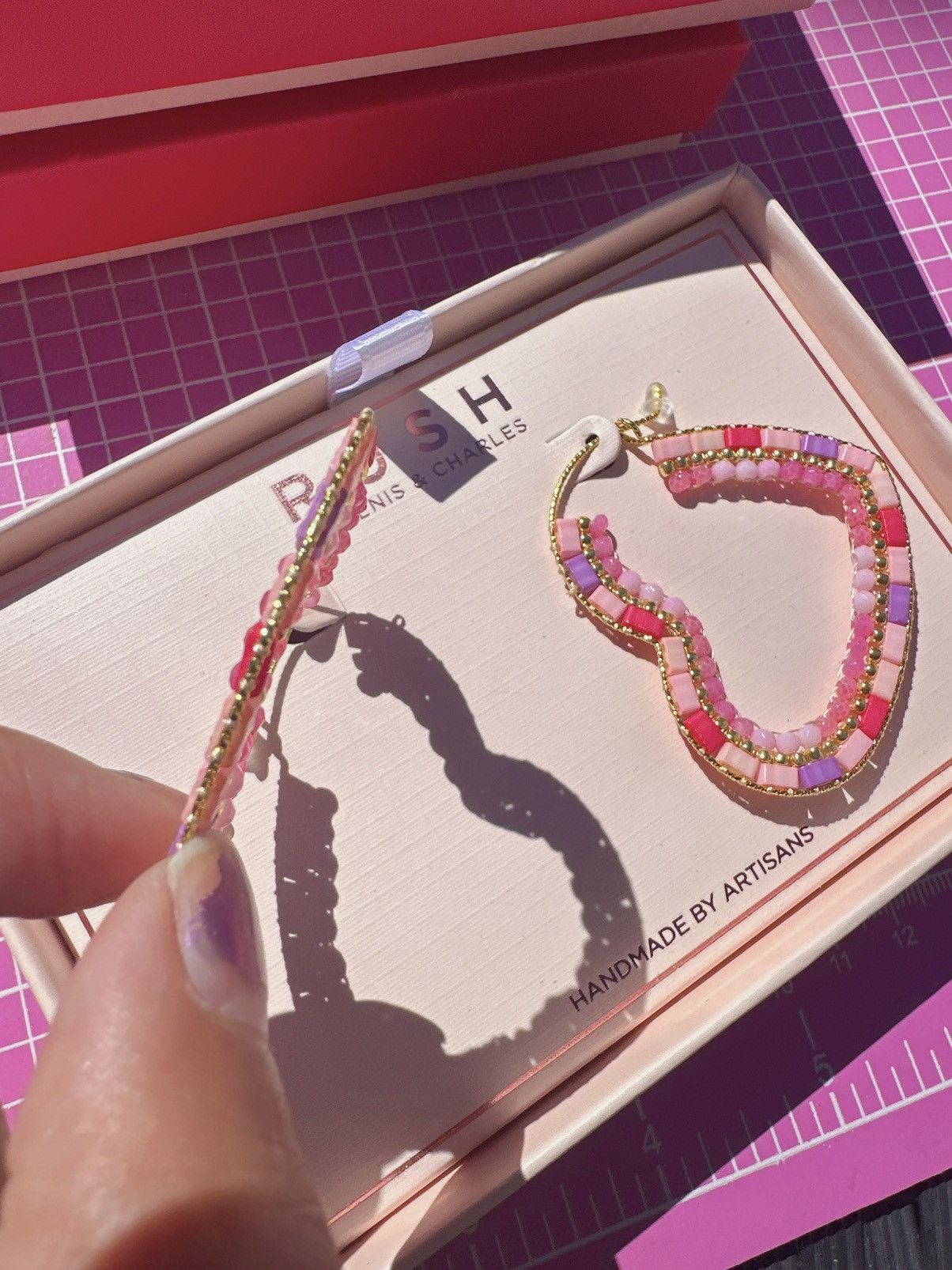 Designer RUSH BY DENIS & CHARLES earrings heart shaped beaded loops Size ONE SIZE - 5 Thumbnail