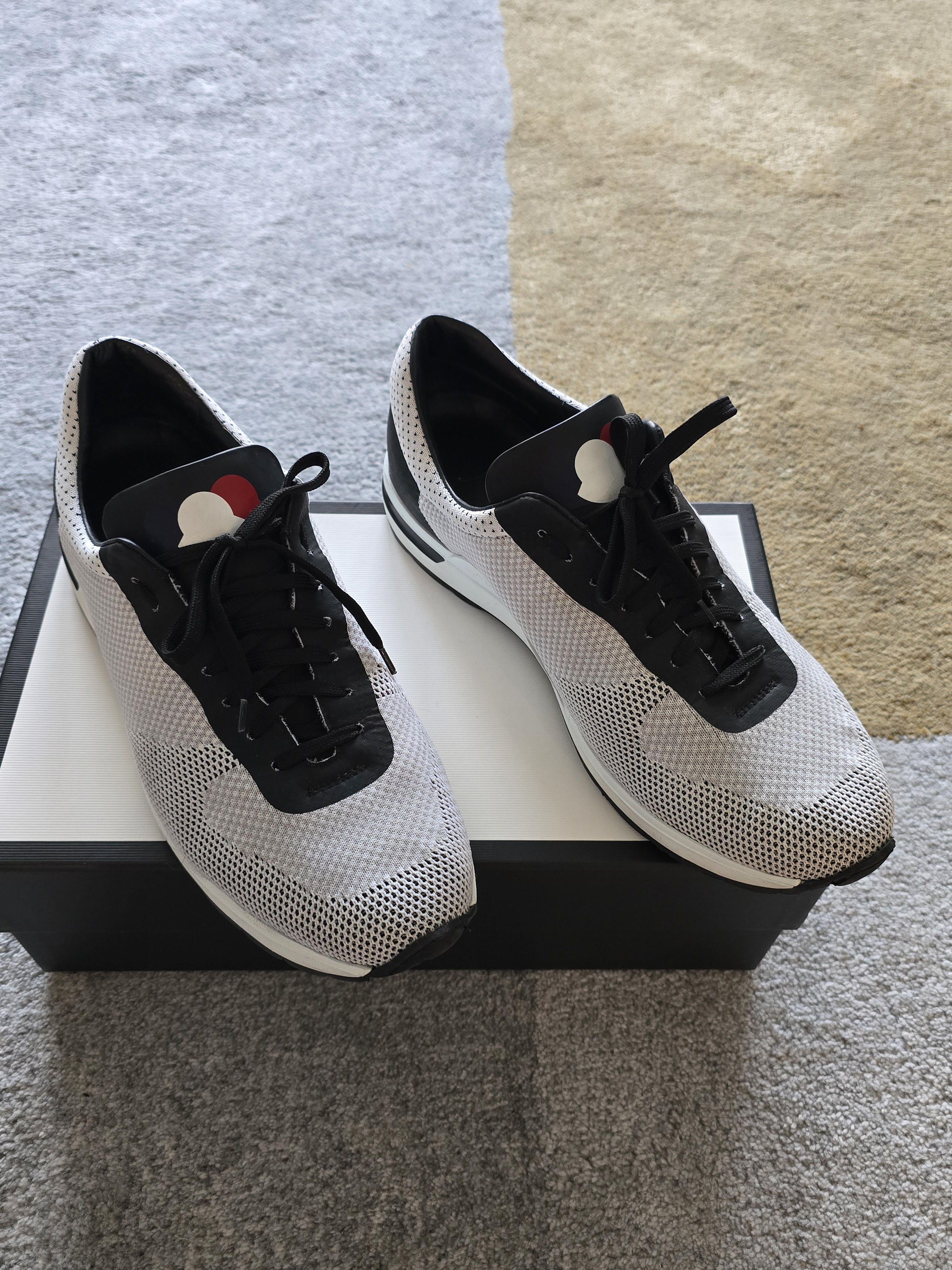 Moncler Moncler White Sneakers w Tricot 3 color Logo Size US 11 / EU 44 - 1 Thumbnail