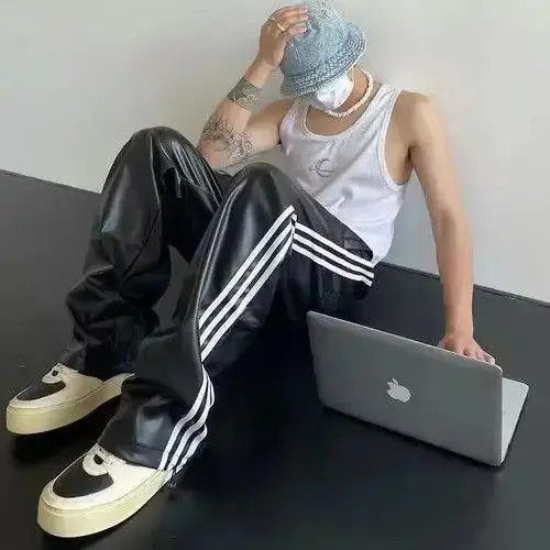 VIBE Striped Leather Stacked Flare Pants Size US 30 / EU 46 - 8 Thumbnail
