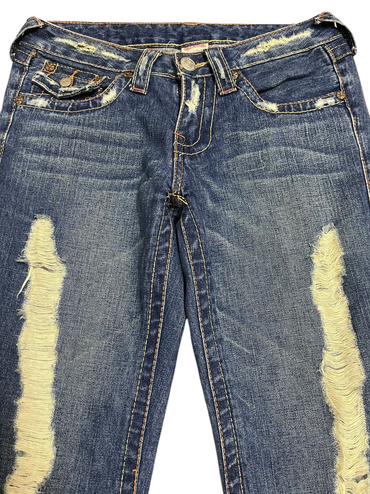 True Religion Vintage True Religion Blue Wash Distressed Bootcut Jeans Size US 28 / EU 44 - 3 Thumbnail