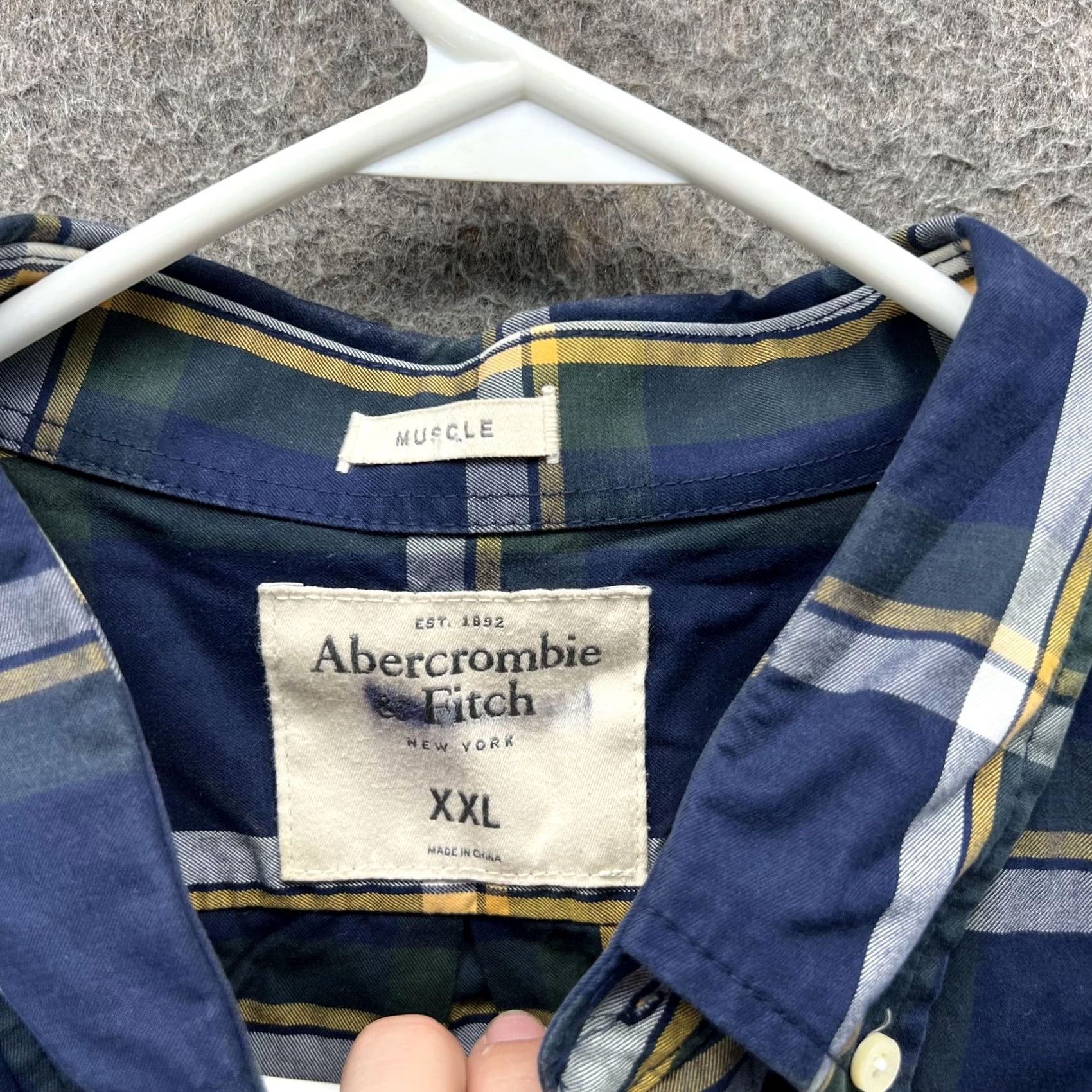 Abercrombie & Fitch Abercrombie & Fitch Shirt Mens 2XL Blue Plaid Long Sleeve Button Front Slim Size US XXL / EU 58 / 5 - 2 Thumbnail
