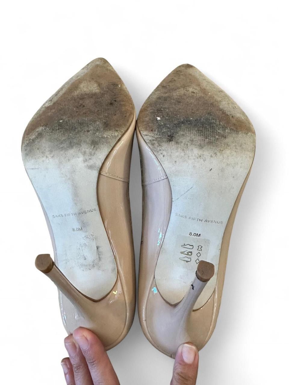 Saks Fifth Avenue Saks Fifth Avenue Nude Tan Patent Leather Heels – Size 8 Size US 8 / IT 38 - 7 Thumbnail