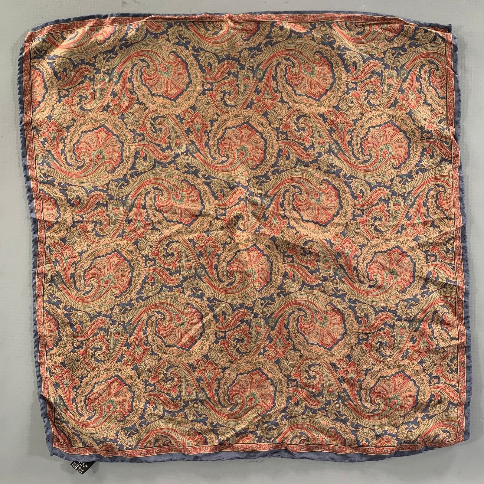 Other NO BRAND Navy Tan Paisley Silk Pocket Square Size ONE SIZE - 1 Thumbnail