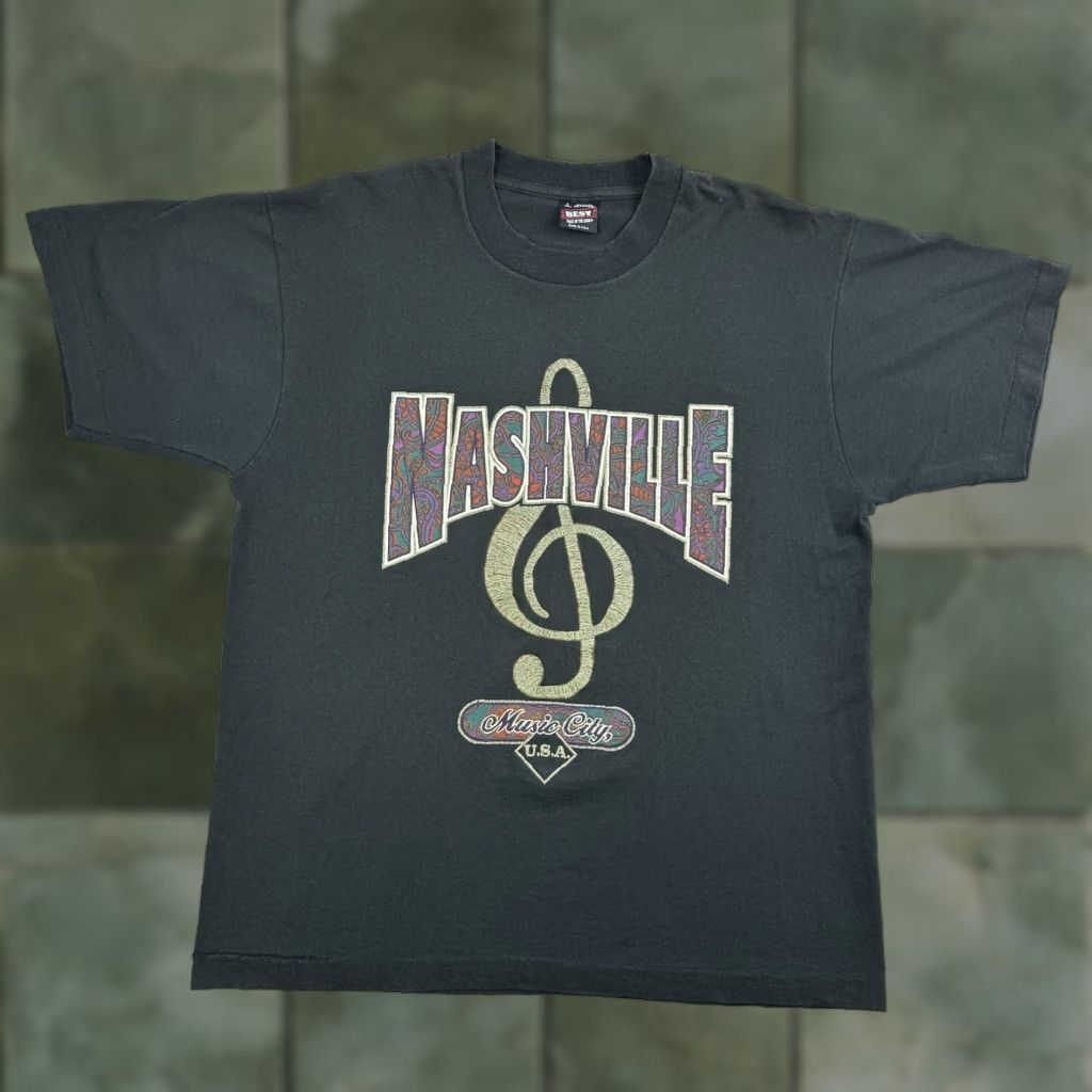 Fruit Of The Loom VINTAGE Nashville Tennessee Shirt Adult Large Black 90s Music USA Fruit of the Loom T-Shirt Mens Size US L / EU 52-54 / 3 - 1 Thumbnail