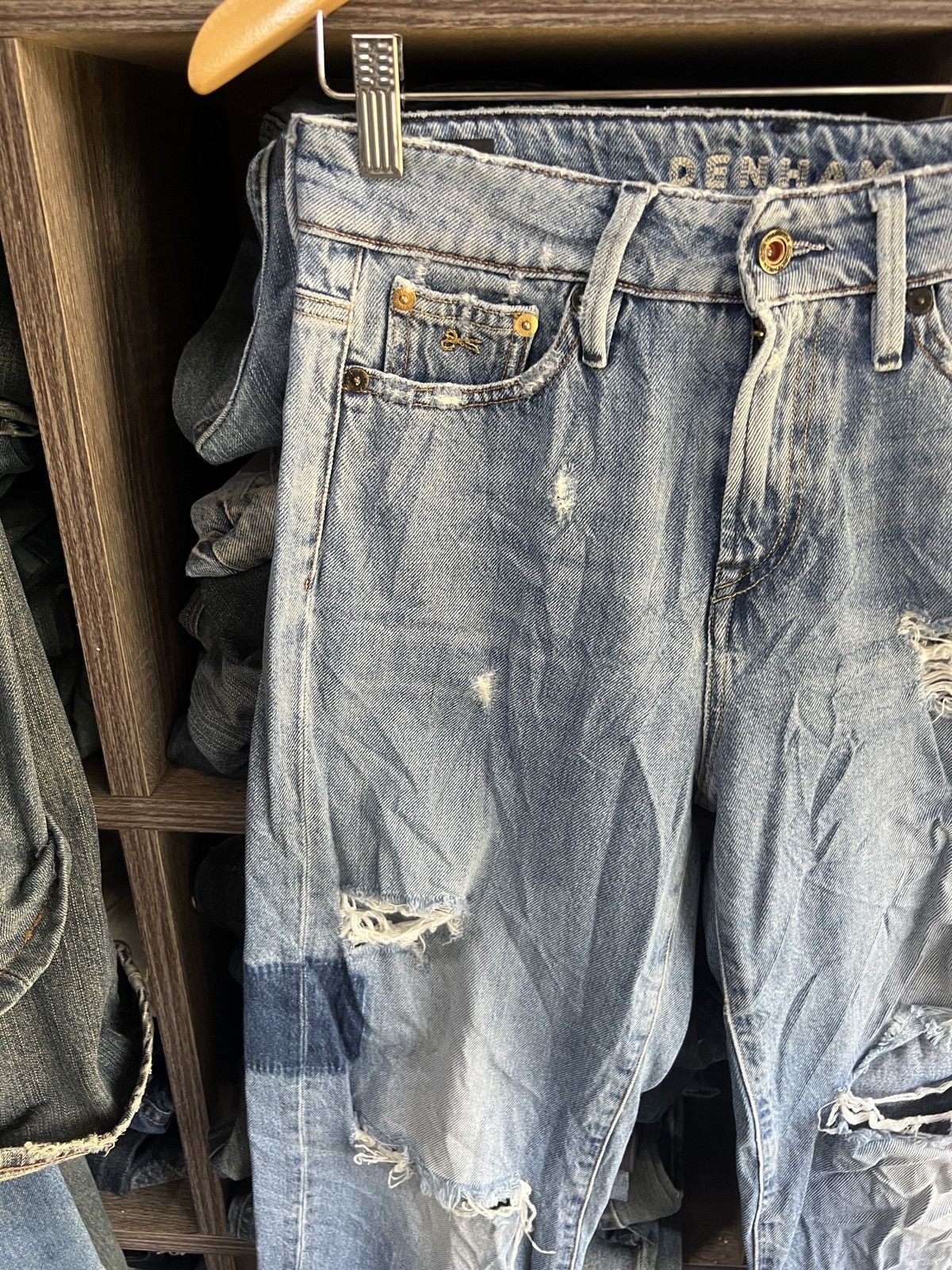 DENHAM 🔥Denham Alex Wide Leg Fit Distressed Denim Size US 28 / EU 44 - 5 Thumbnail