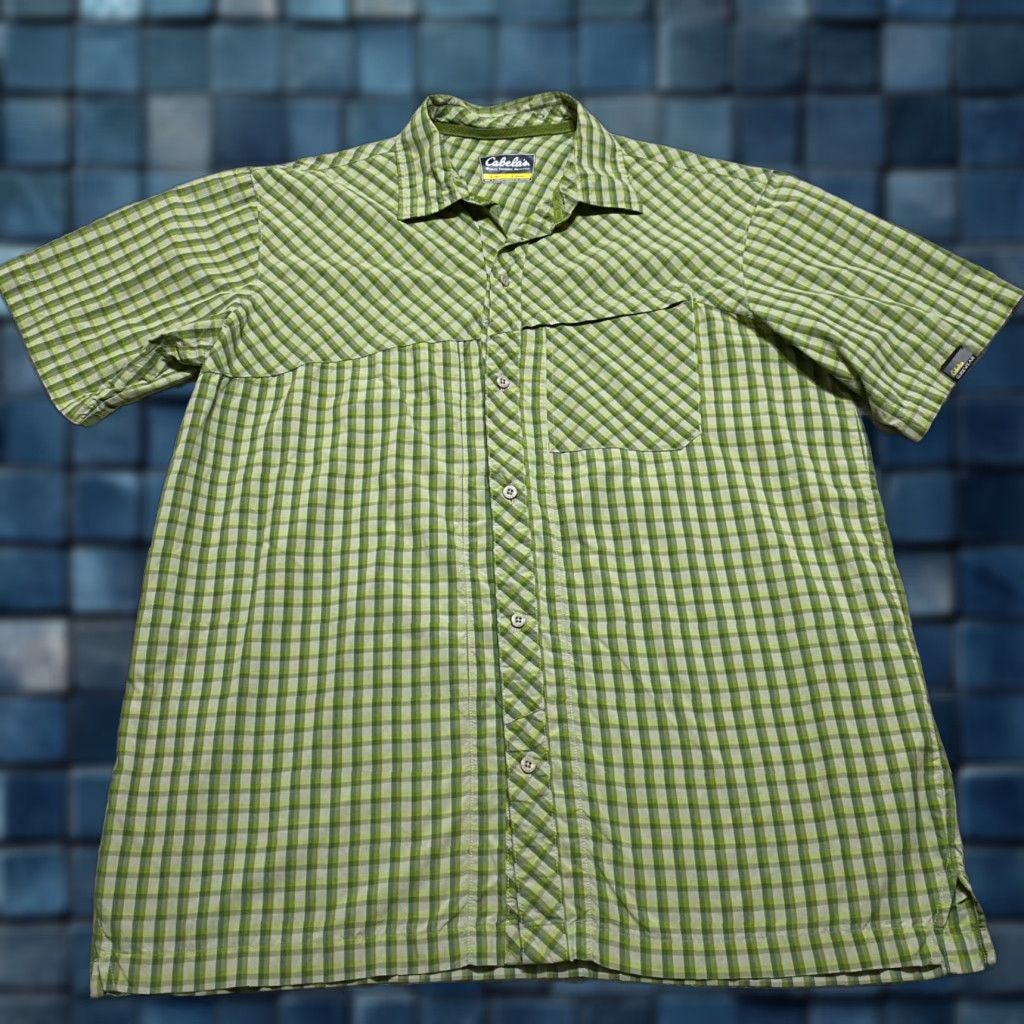 Vintage Cabela's Mens Large Shirt Green Plaid Short Sleeve Button-Front Outdoor Hiking Size US L / EU 52-54 / 3 - 1 Thumbnail
