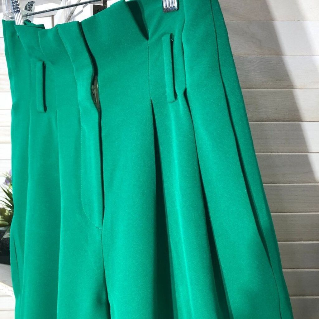 REVOLVE Revolve pants high waist wide legs green pleated S Size 27" / US 4 / IT 40 - 4 Thumbnail