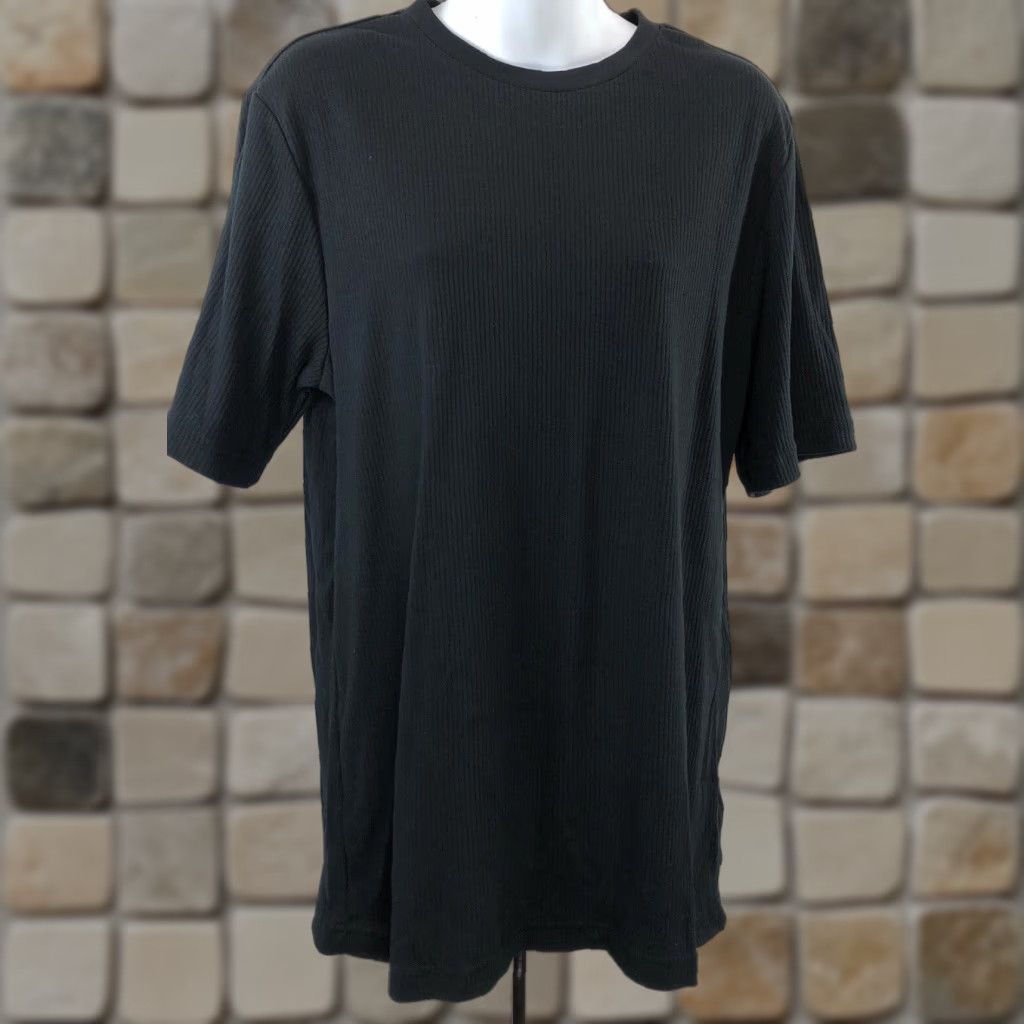 Croft & Barrow Croft Barrow Ribbed Knit Top M Black Cotton Short Sleeve Round Neck Shirt Womens Size M / US 6-8 / IT 42-44 - 1 Thumbnail