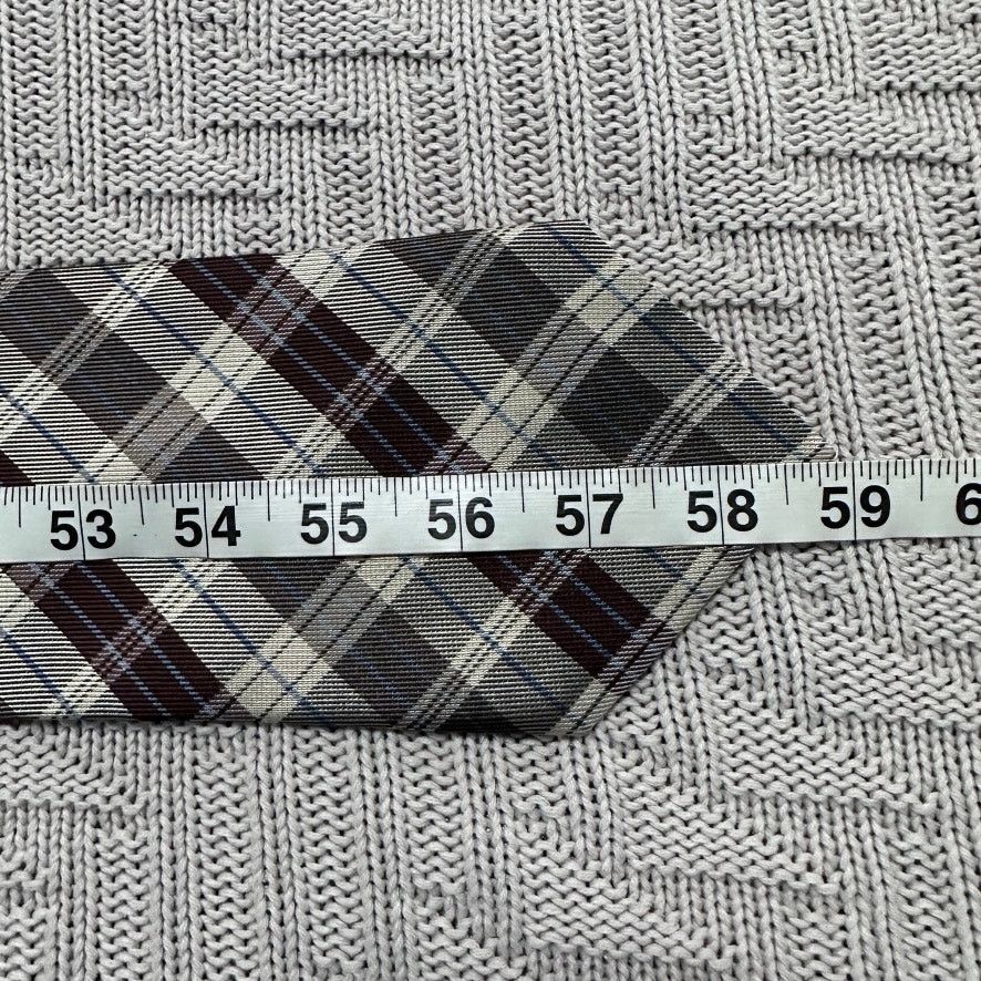 Vintage Vintage Bruno Piattelli brown gray tartan plaid silk tie Size ONE SIZE - 4 Thumbnail