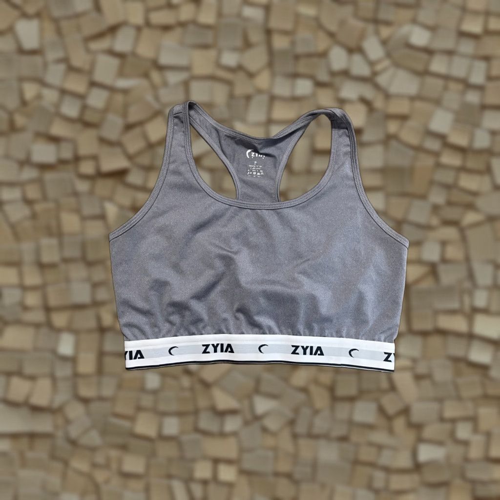 Vintage ZYIA Active Sports Bra Women M Gray Sports Bra Athletic Wear Ladies Medium Gray Modern Sports Size ONE SIZE - 1 Thumbnail