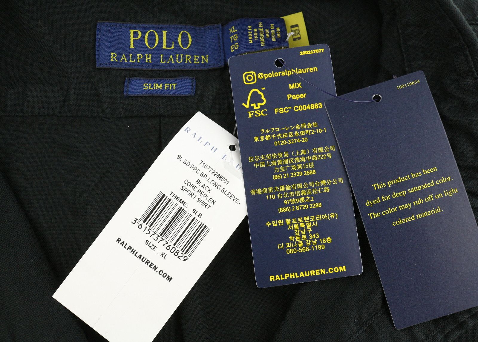 Ralph Lauren CORE REPLEN XL Black Button-Down Neck Slim Fit 87038 Size US XL / EU 56 / 4 - 7 Thumbnail