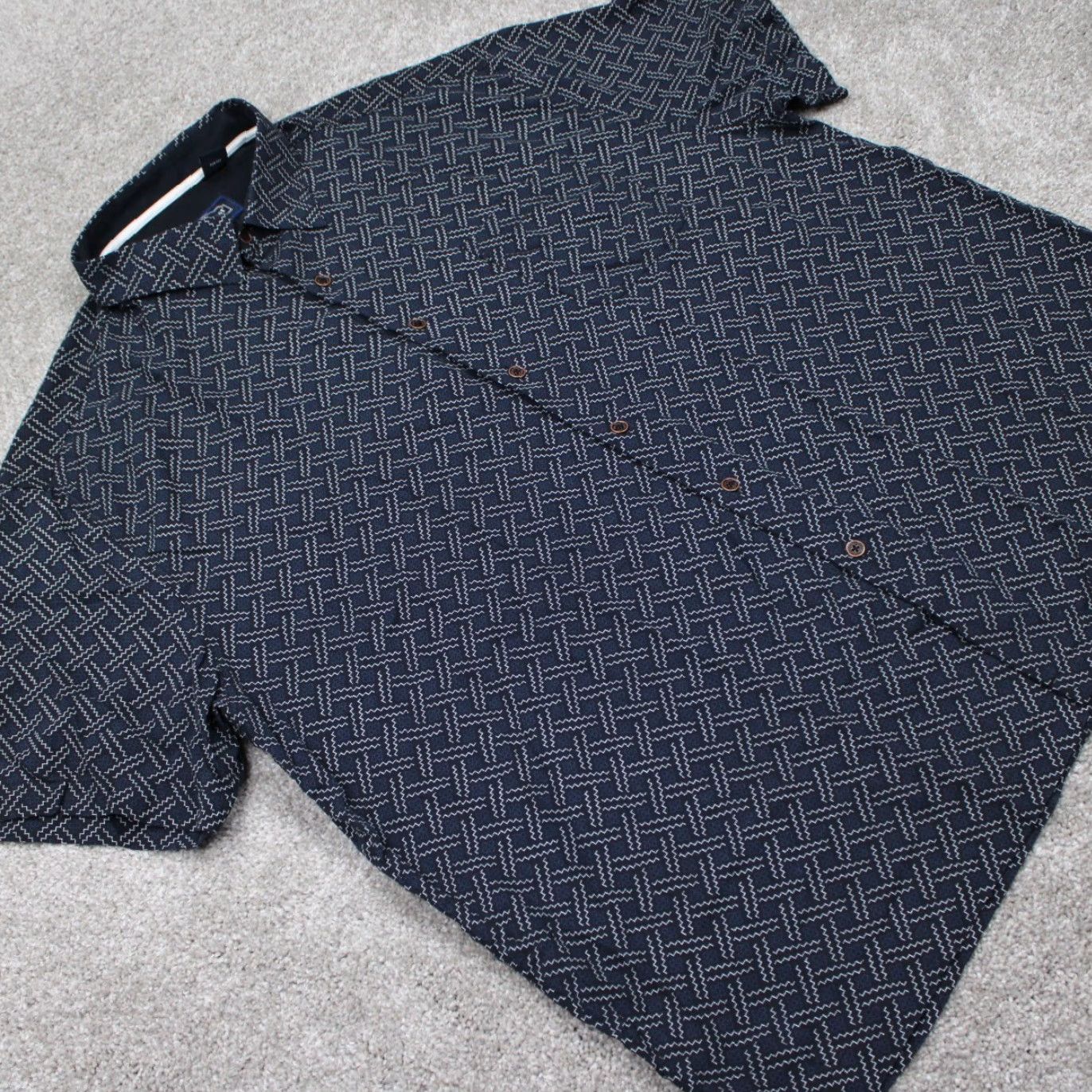 Nat Nast Nat Nast Shirt Mens 2XL XXL Black Geometric Silk/Cotton Short Sleeve Button Up Size US XXL / EU 58 / 5 - 6 Thumbnail