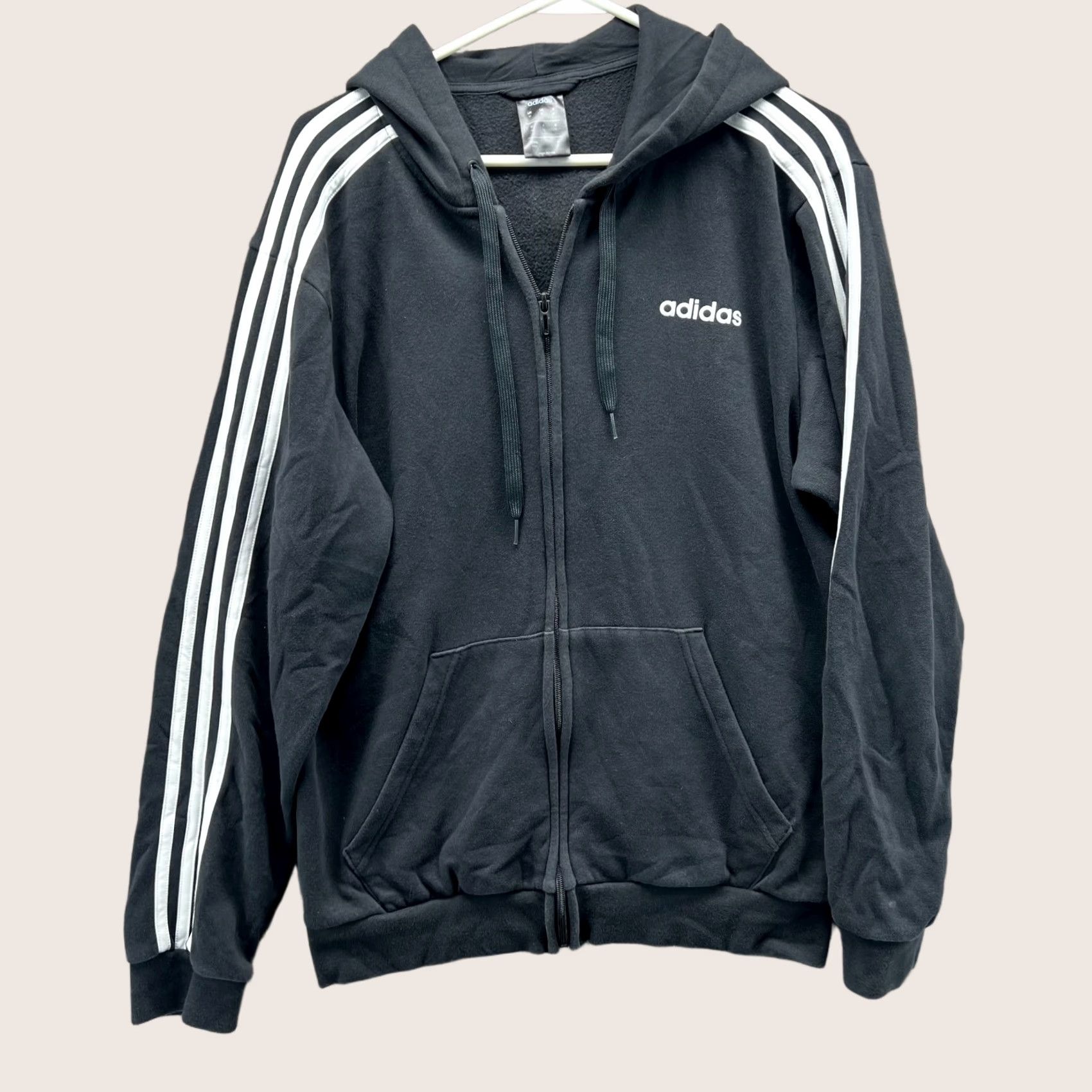 Adidas Adidas Jacket Mens Medium Black White Full Zip Hooded Athletic Trefoil Fleece Shirt Size US M / EU 48-50 / 2 - 1 Thumbnail