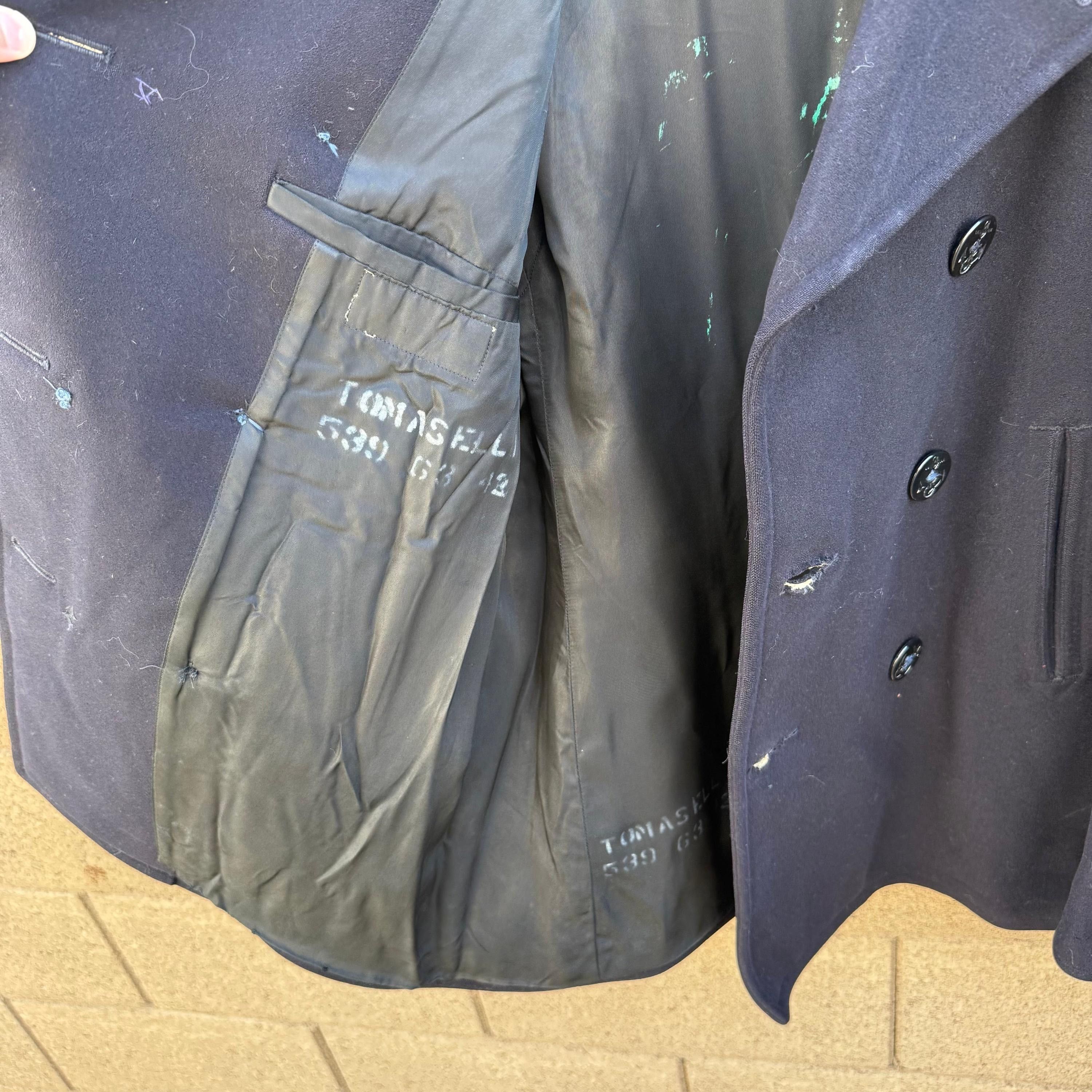 Vintage 40's USN Navy Wool Peacoat Dress Jacket Size US S / EU 44-46 / 1 - 8 Thumbnail