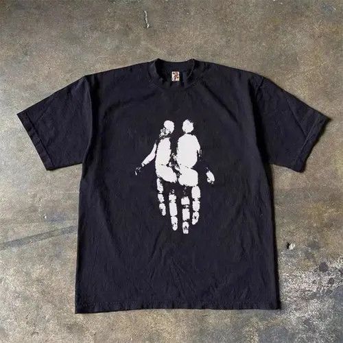 Vintage Kagawa x Meifa Black street washed retro palm print t-shirt Size US M / EU 48-50 / 2 - 1 Thumbnail
