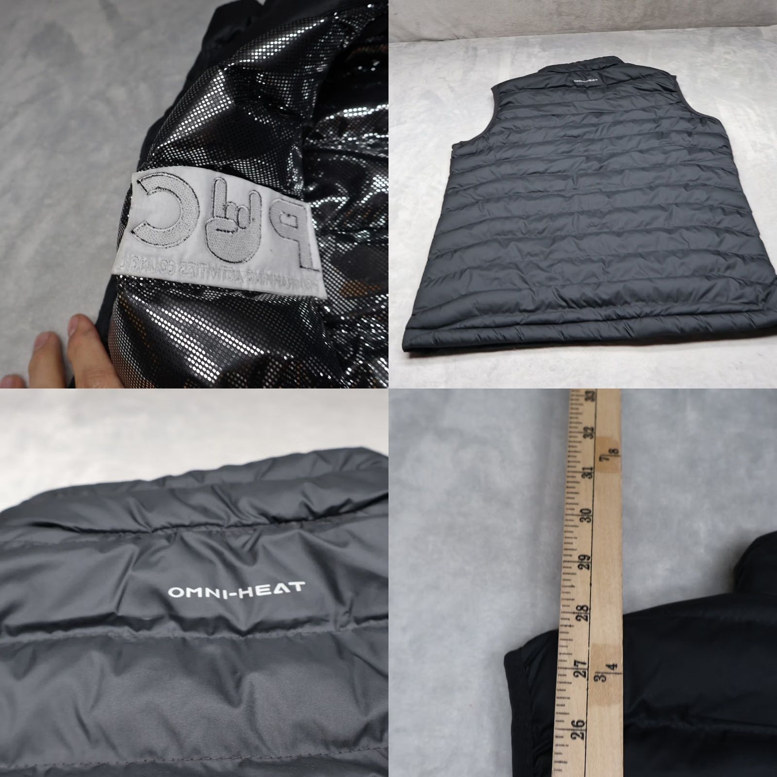 Vintage Columbia Vest Mens Large Black Omni-Heat Quilted Puffer Full Zip Logo Embroidered Zipper Pockets Stand-Up Collar Size US L / EU 52-54 / 3 - 8 Thumbnail