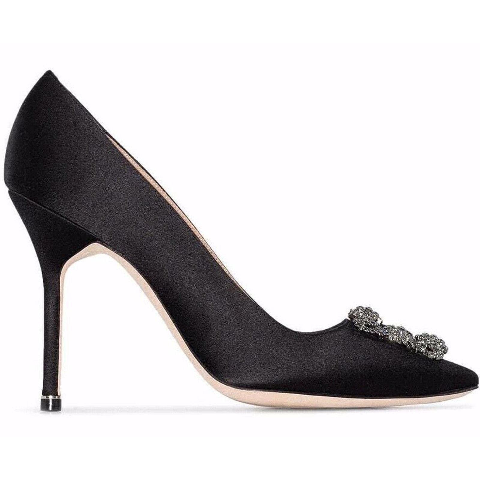 Manolo Blahnik Hangisi 105 Satin Crystal Jewel Buckle Classic Heel Pump 42 Size US 12 / IT 42 - 1 Thumbnail
