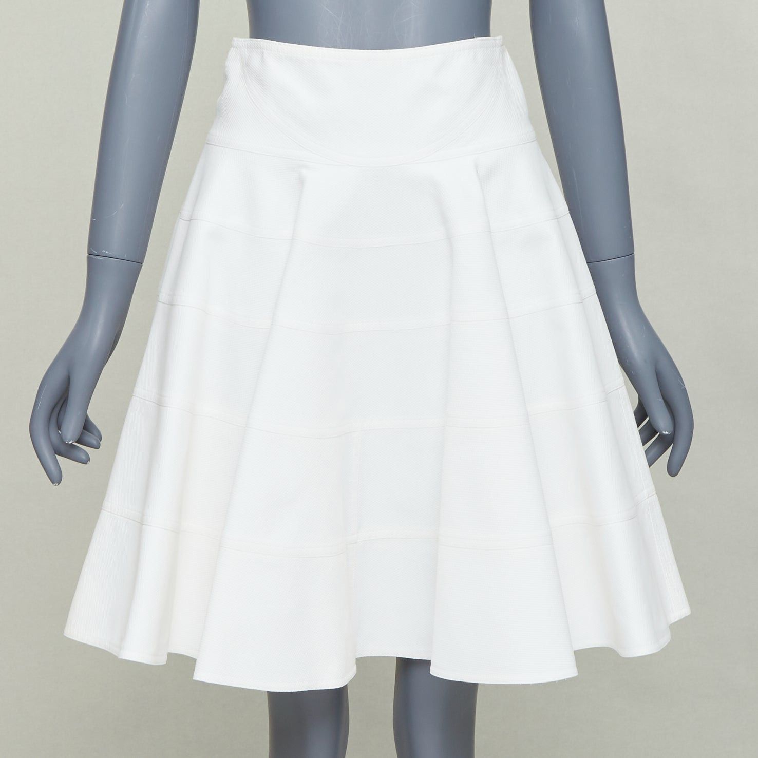 Alaia ALAIA 10 CORSO COMO ivory cotton panelled tiered flare knee skirt FR38 M Size 28" / US 6 / IT 42 - 1 Thumbnail