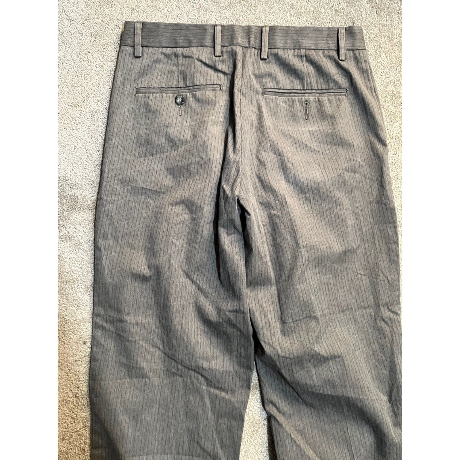 Dockers DOCKERS Pants Dockers D2 Chino Flat Front Straight Leg Mens 30x30 Gray Stripe Regular Rise 30 Inseam Cotton Belt Loops Buttons Vintage No Size US 30 / EU 46 - 4 Thumbnail
