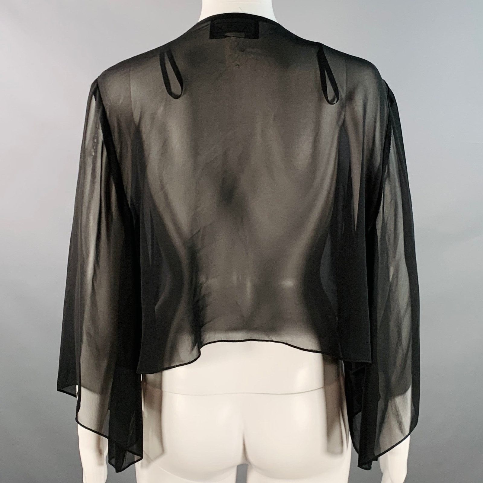 Alex Evenings M Black Polyester Sheer 3/4 Sleeves Crop Open Front Cardigan Size M / US 6-8 / IT 42-44 - 3 Thumbnail