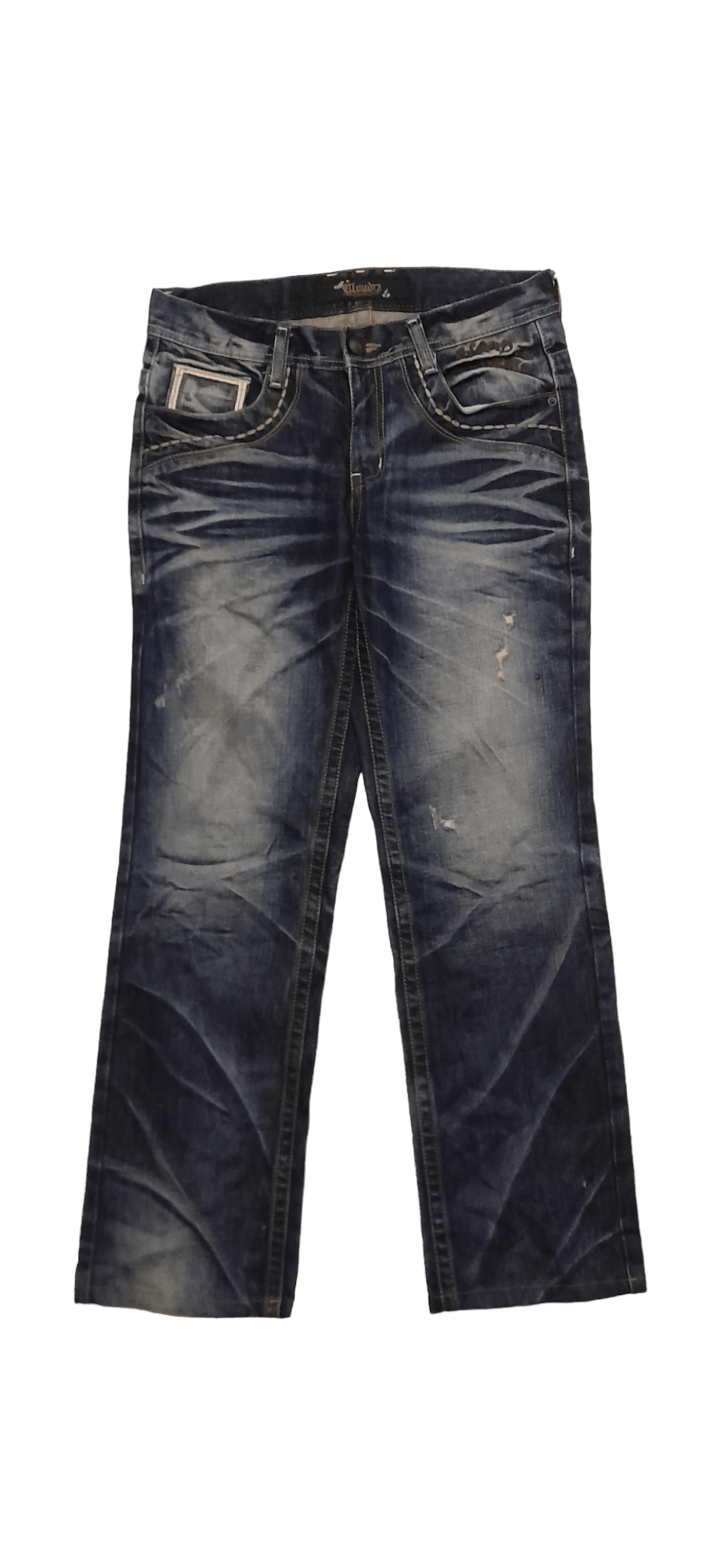 Japanese Brand CLOUD 72 Japan Disstressed Art Denim (S185) waist 33 Size US 33 - 2 Thumbnail