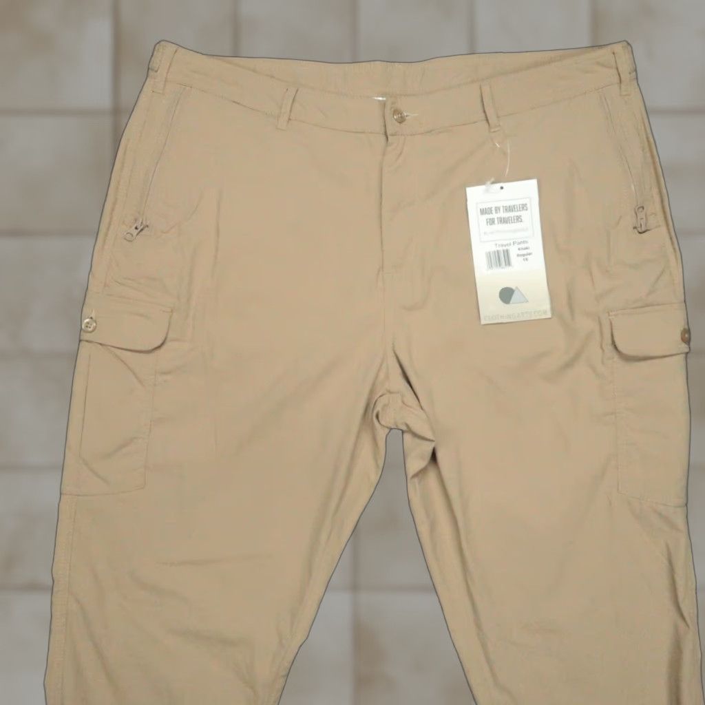 Clothing Arts Pants Womens 18 Khaki Tan Travel Hiking Outdoor Pockets Stretch Cargo Straight Inseam 32 Beige Nylon Spandex