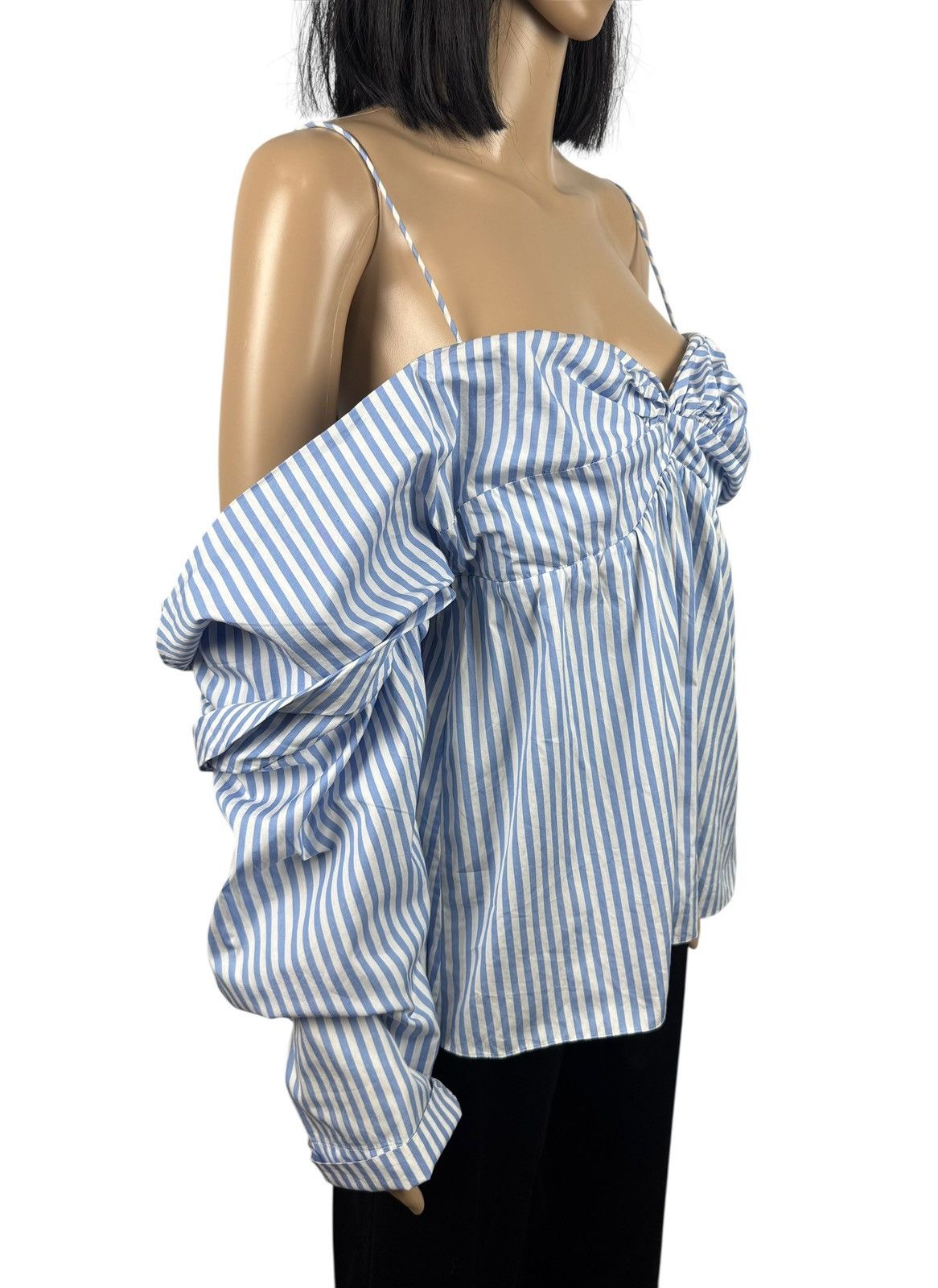 JW Anderson JW Anderson Blouse Off-the-shoulder with Ruching Striped Size L / US 10 / IT 46 - 3 Thumbnail