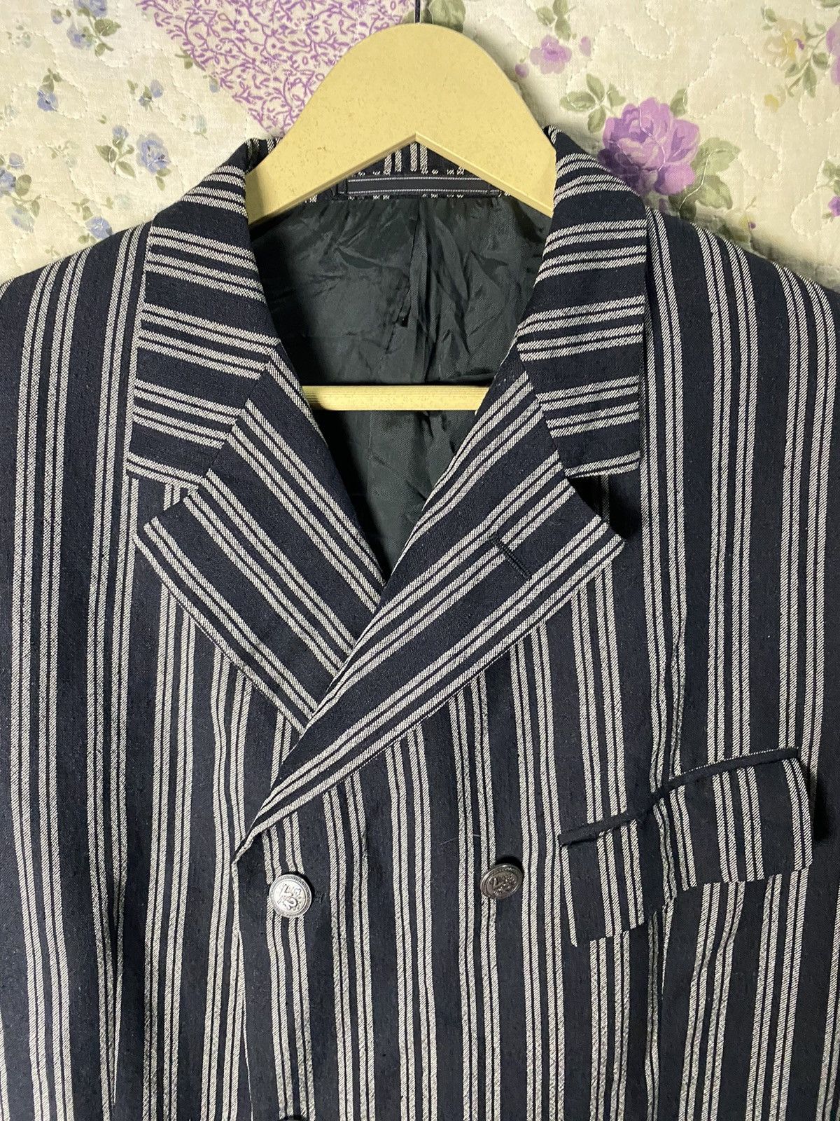 Versace × Vintage Vintage Versace V2 Stripes Blazer Size 44R - 6 Thumbnail