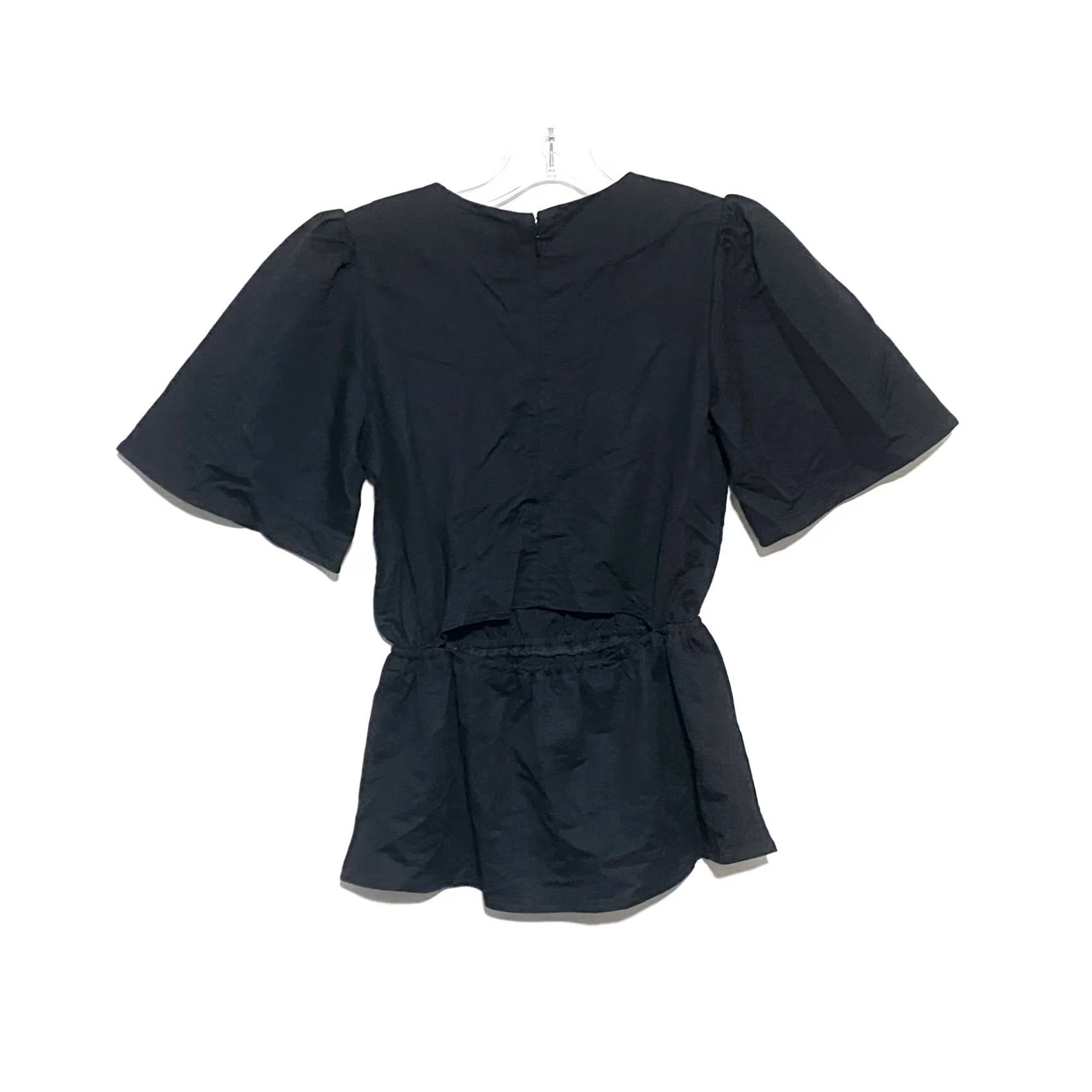 Ann Taylor VINTAGE Ann Taylor Black Blouse Peplum Open Back Womens XXS Petite NWT Size XXS / US 00 / IT 34 - 3 Thumbnail