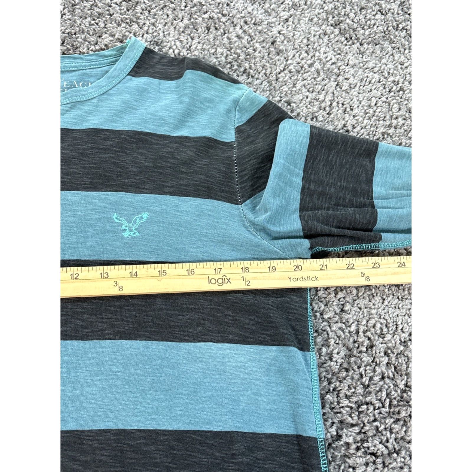 American Eagle Outfitters VINTAGE American Eagle Shirt Mens M Rugby Striped Polo Blue Black Y2K Size US M / EU 48-50 / 2 - 3 Thumbnail