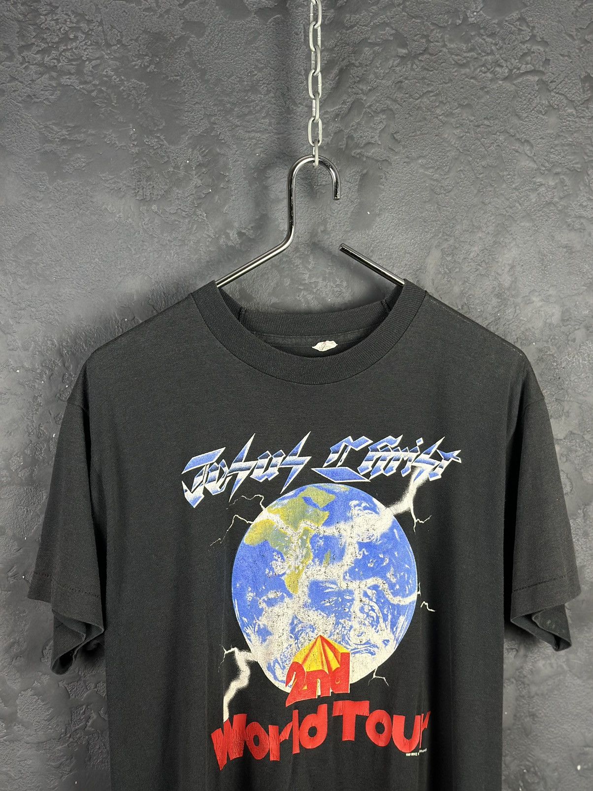 Vintage RARE!! Vintage 80s Jesus Christ 2nd World Tour Black T Shirt Size US M / EU 48-50 / 2 - 2 Thumbnail