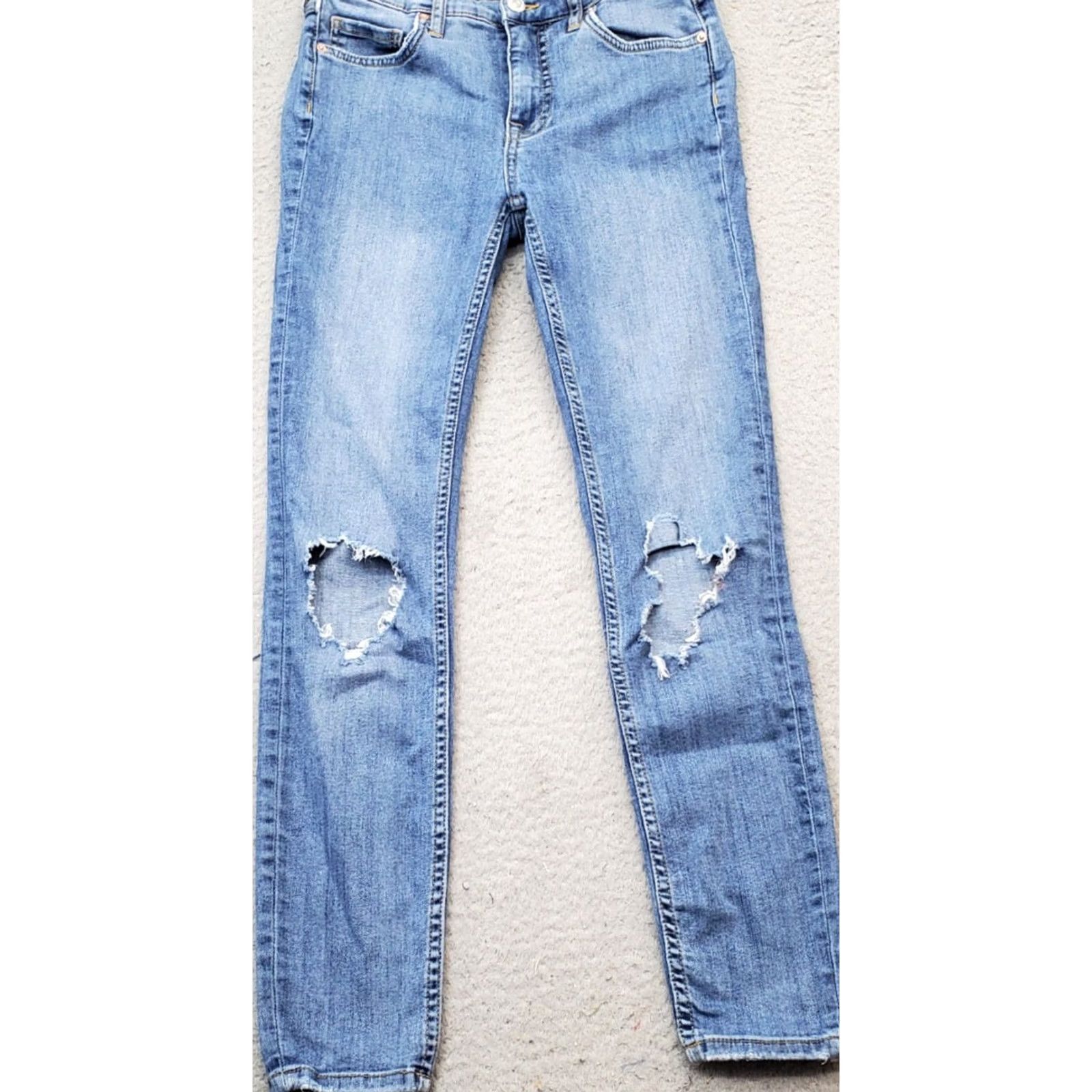 Free People Free People Jeans Womens Size 26 Blue Denim Skinny Distressed 5 Pocket Design Jeans Mens Womens Girls Size 26" / US 2 / IT 38 - 2 Thumbnail