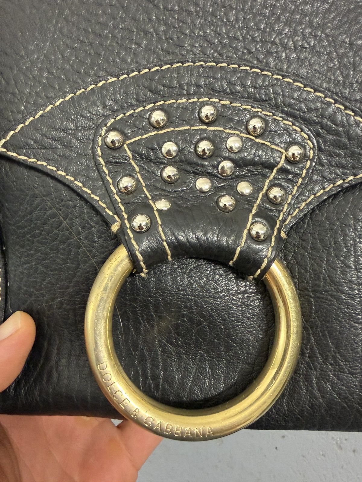 Dolce & Gabbana Dolce & Gabbana Leather Metal Rivets Handbag Size ONE SIZE - 10 Thumbnail