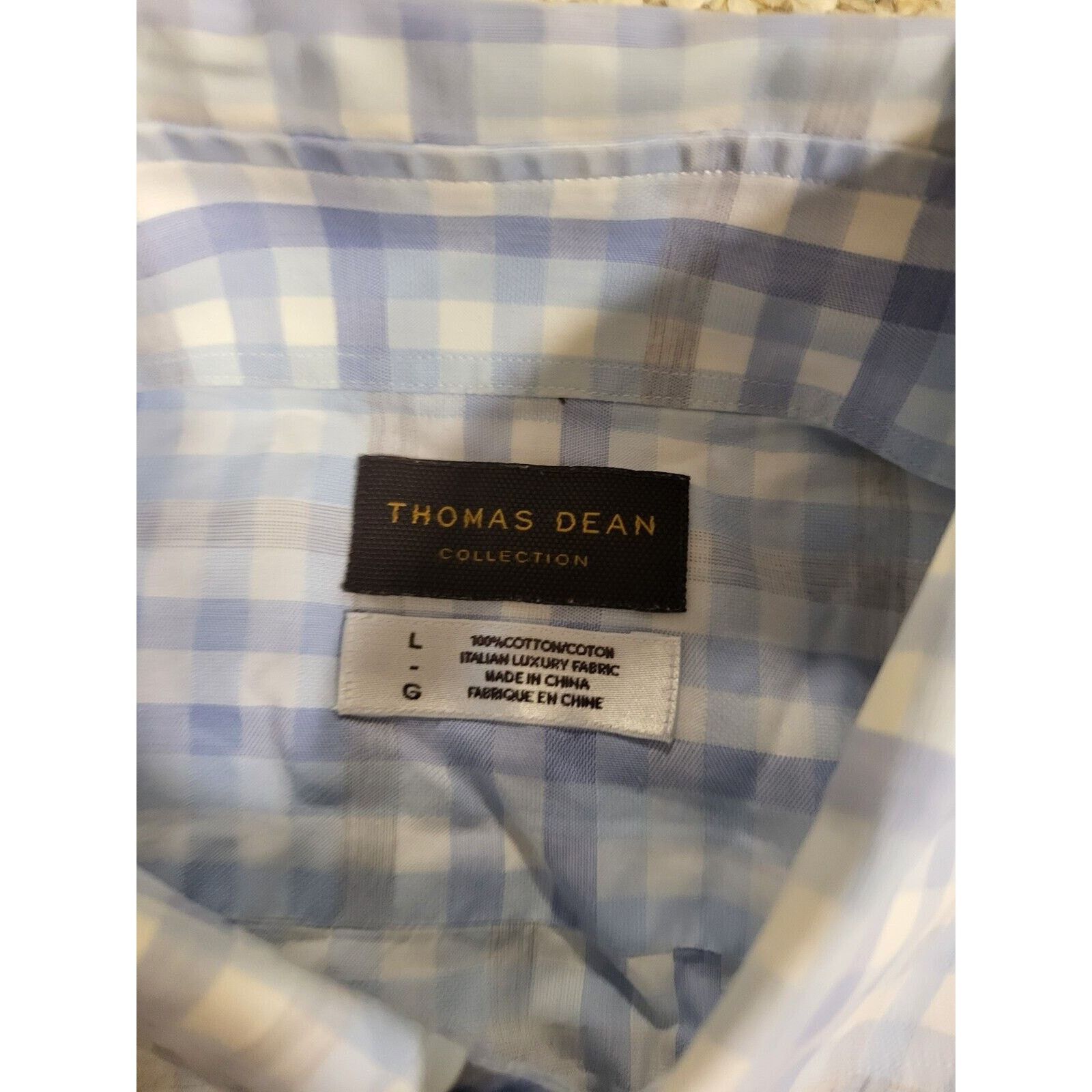 Thomas Dean Thoms Dean Mens Dress Shirt Size Large. Blue Check Size US L / EU 52-54 / 3 - 5 Thumbnail
