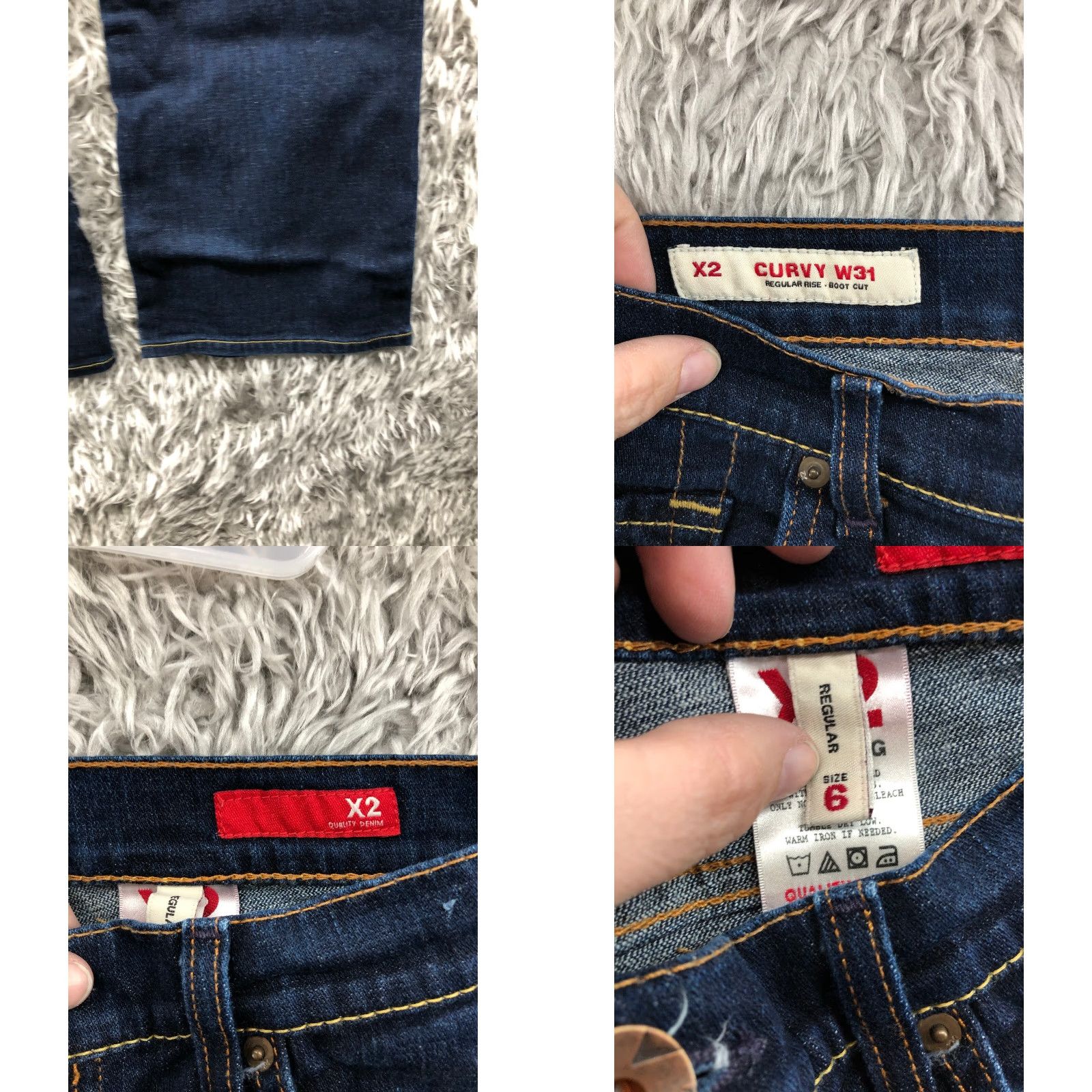 Denime X2 Jeans Main Point Womens Bootcut Size 6 Dark Wash Blue Denim Modern Classic American Size 28" / US 6 / IT 42 - 8 Thumbnail