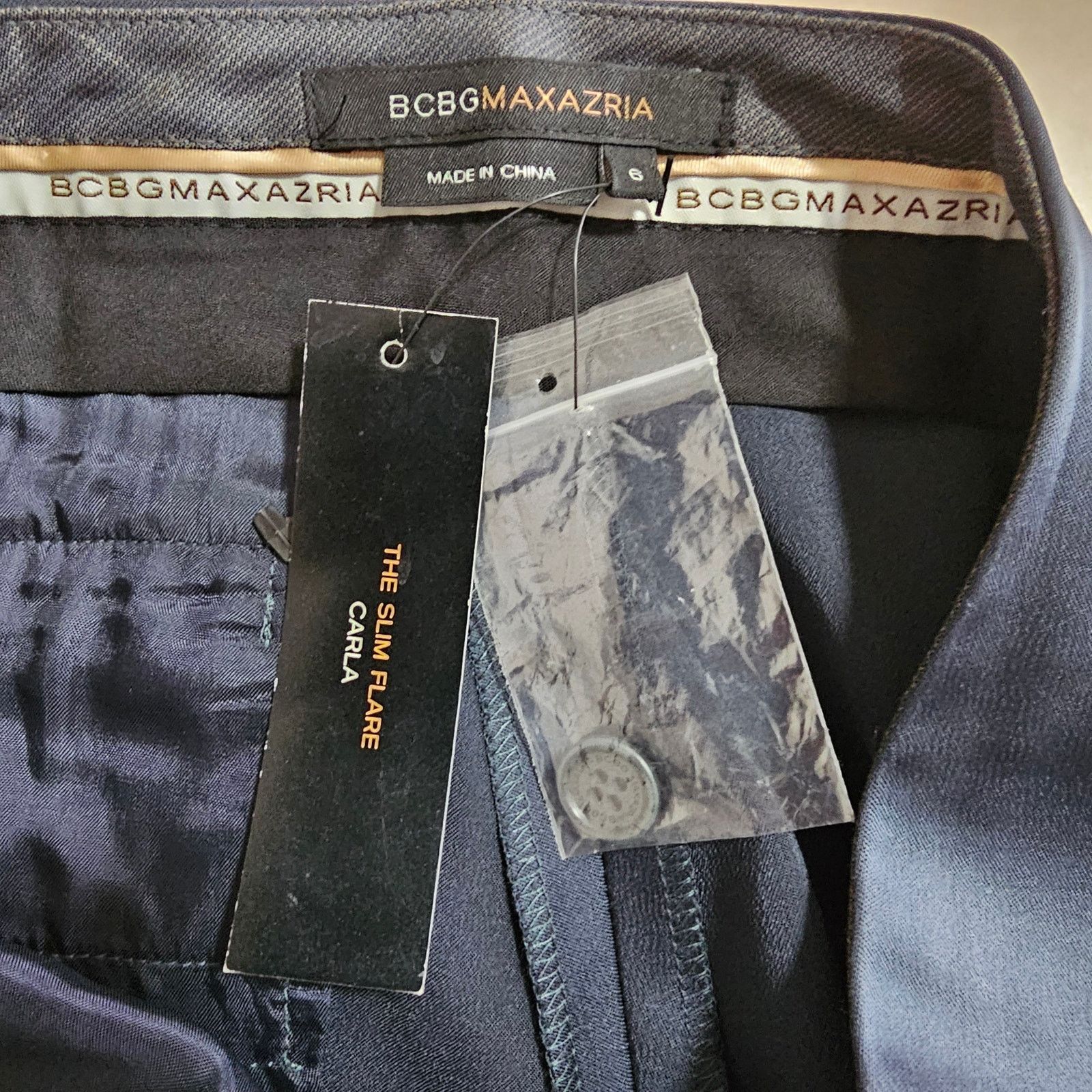 Bcbgmaxazria BCBG MAXAZRIA Blue Satin The Slim Flare Carla Dress Pants 6 Size 28" / US 6 / IT 42 - 8 Thumbnail