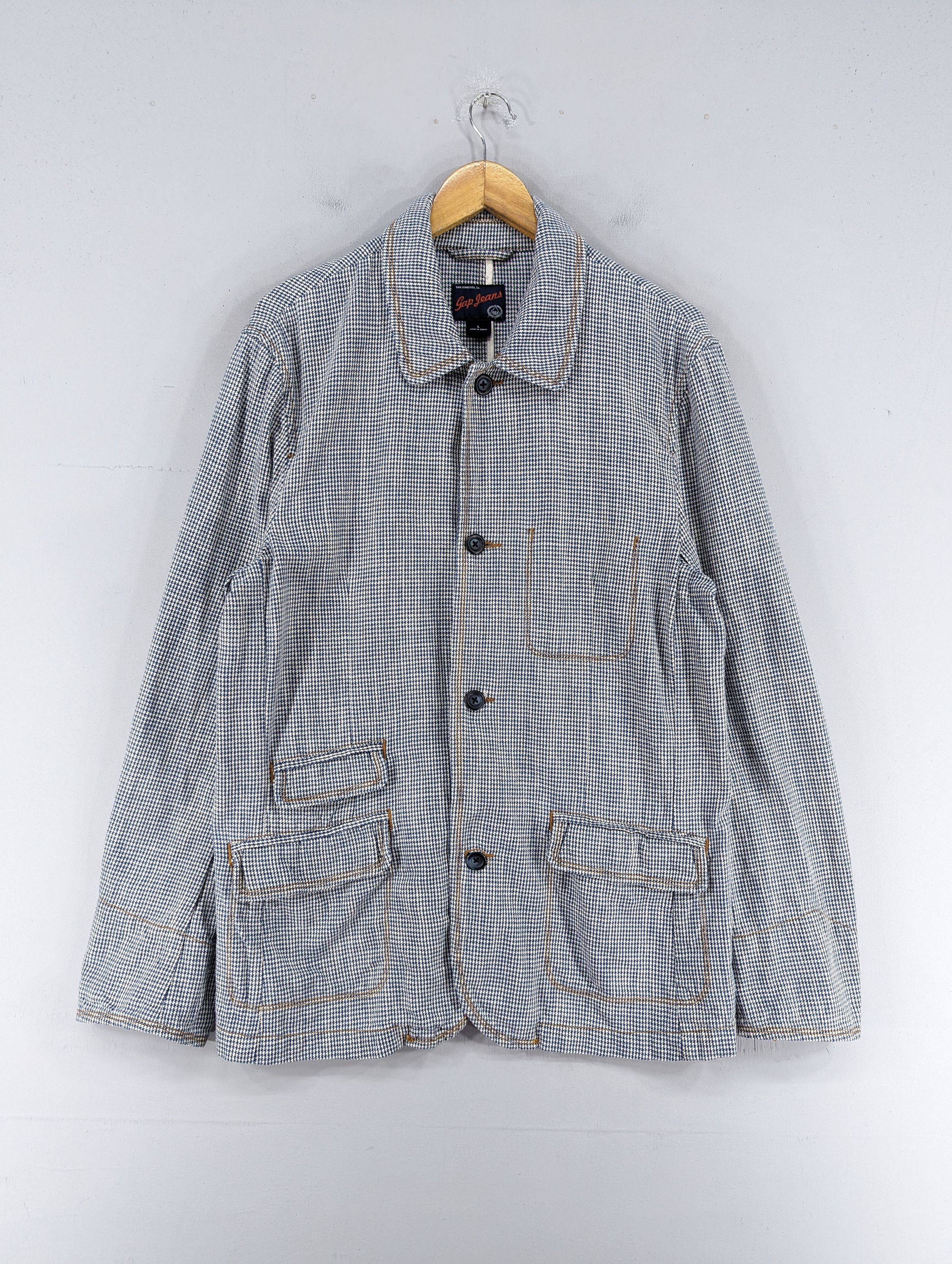 Gap Gap Jeans Houndstooth Cotton Coat Jacket Size US L / EU 52-54 / 3 - 1 Thumbnail
